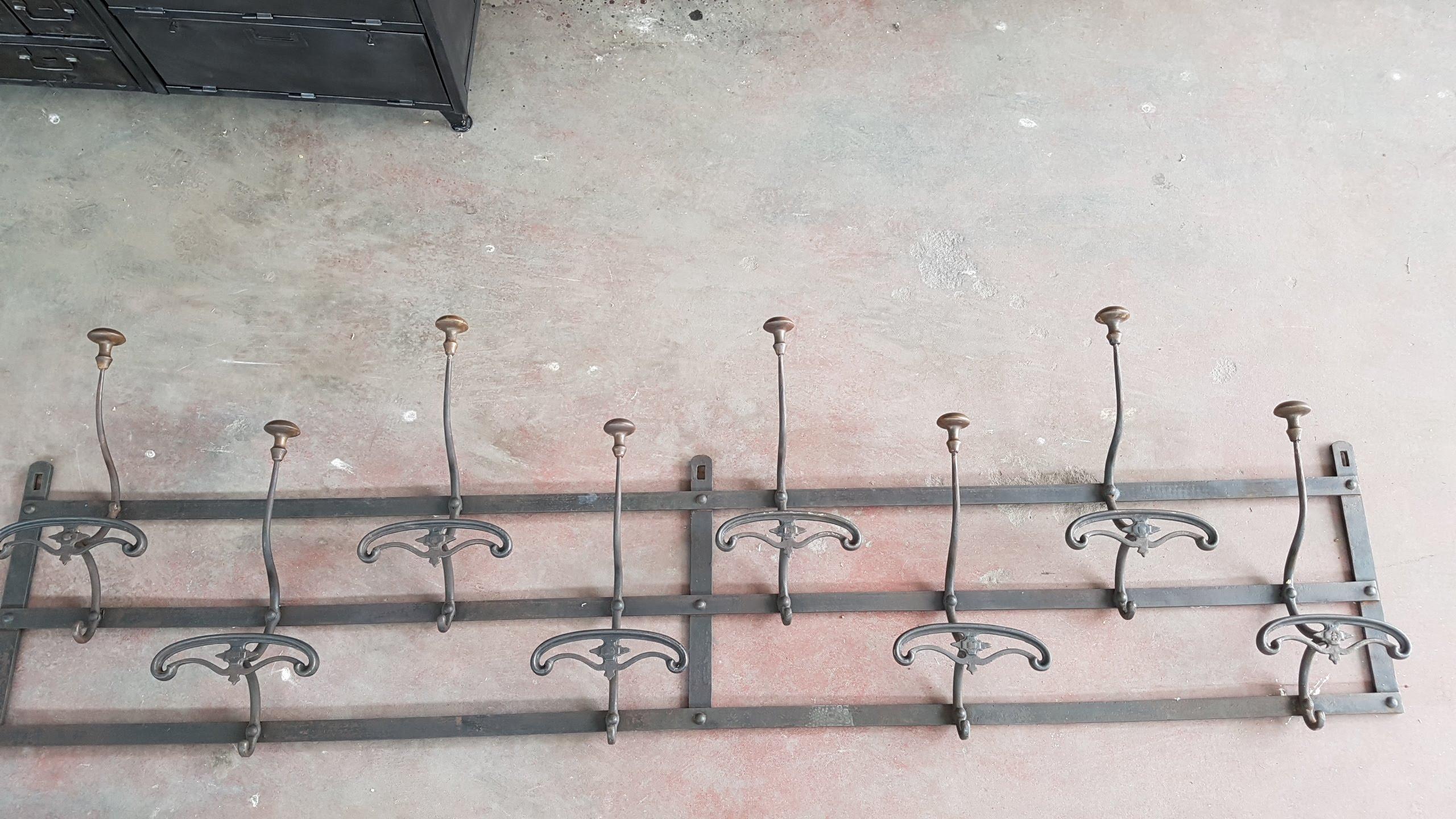 Italian Late 19th Century Metal Coat Rack with 8 Hanger, Late 1800 For Sale