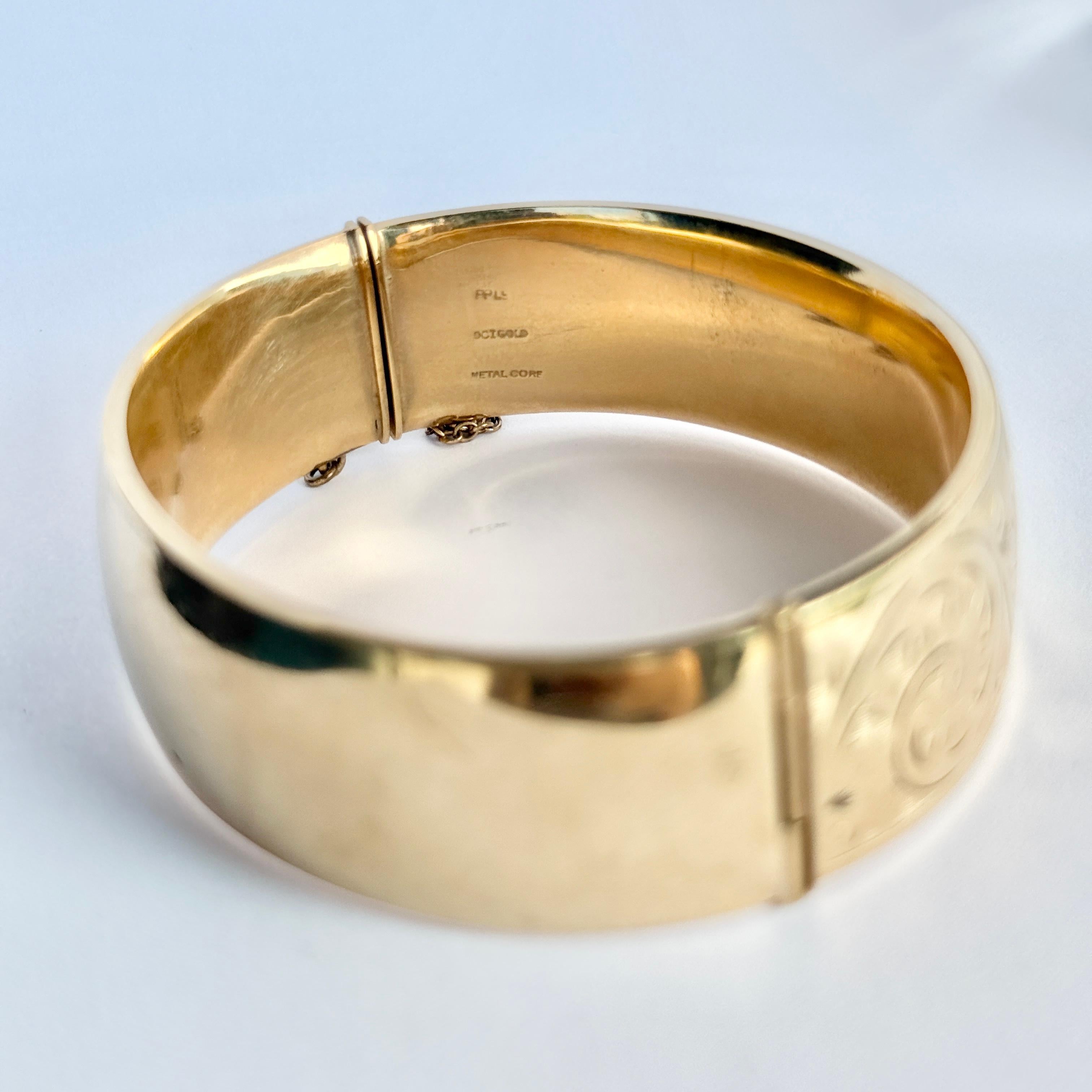 Édouardien Bracelet gravé en métal antique en vente