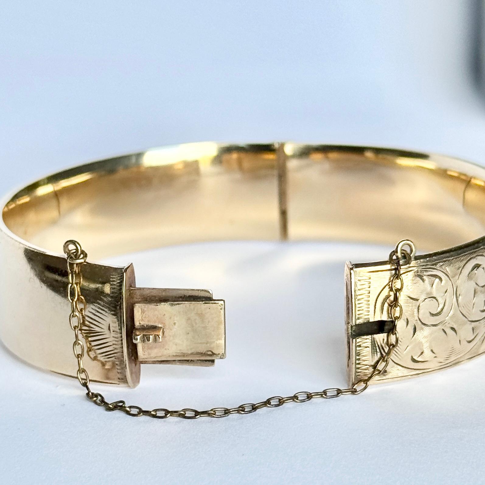 Brazalete grabado con núcleo de metal antiguo Eduardiano en venta