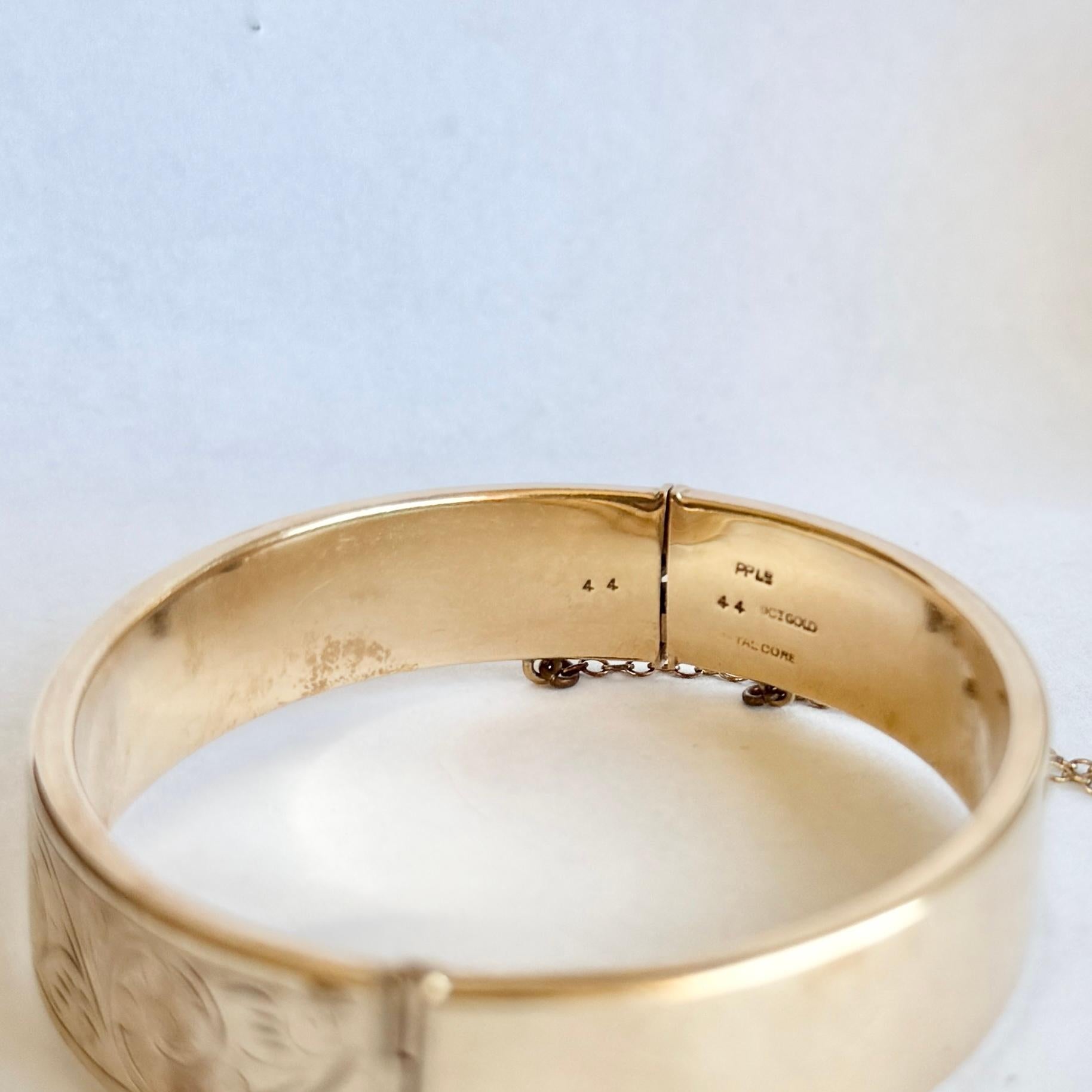 Women's or Men's Antique Metal Core Engraved Bangle For Sale