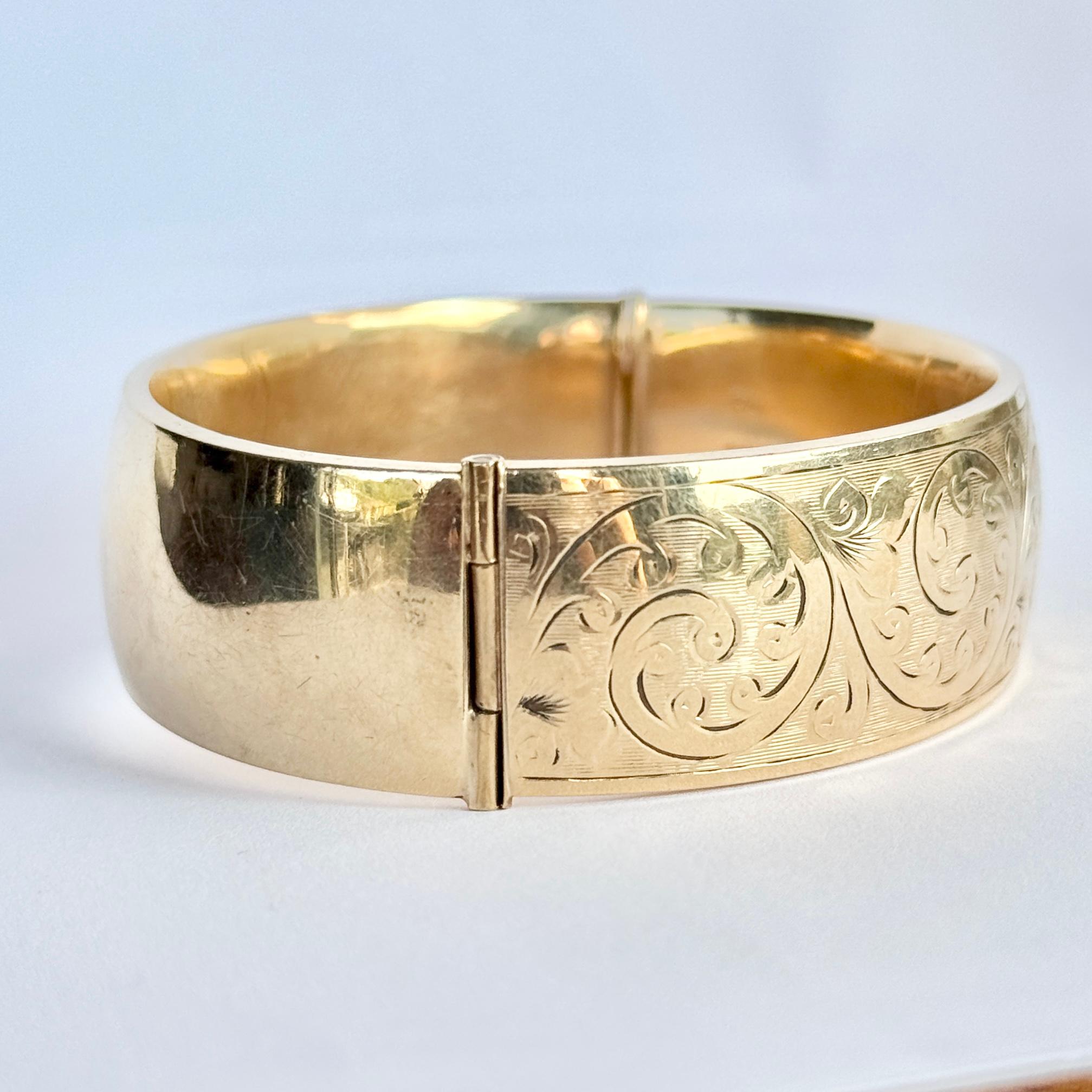Bracelet gravé en métal antique Unisexe en vente