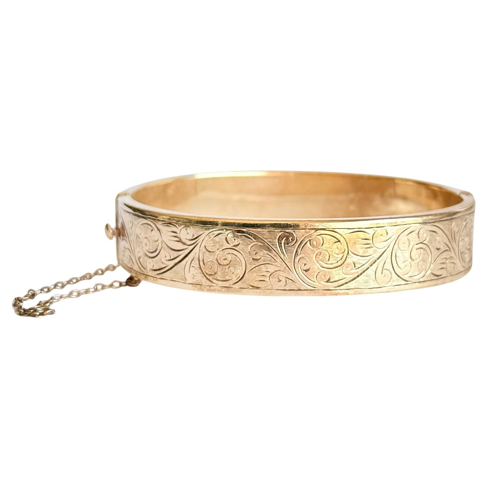 Antique Metal Core Engraved Bangle