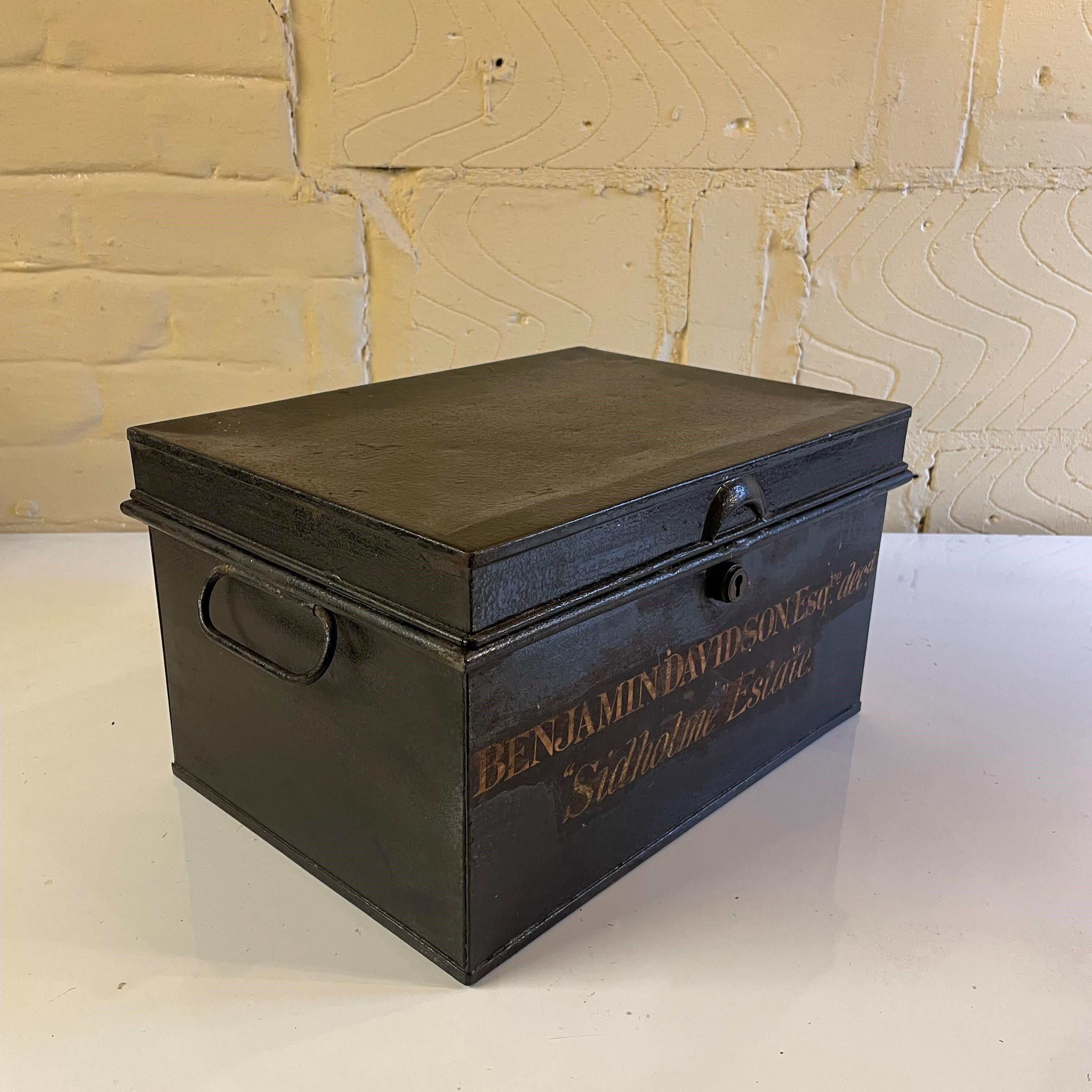 English Antique Metal Deed Box