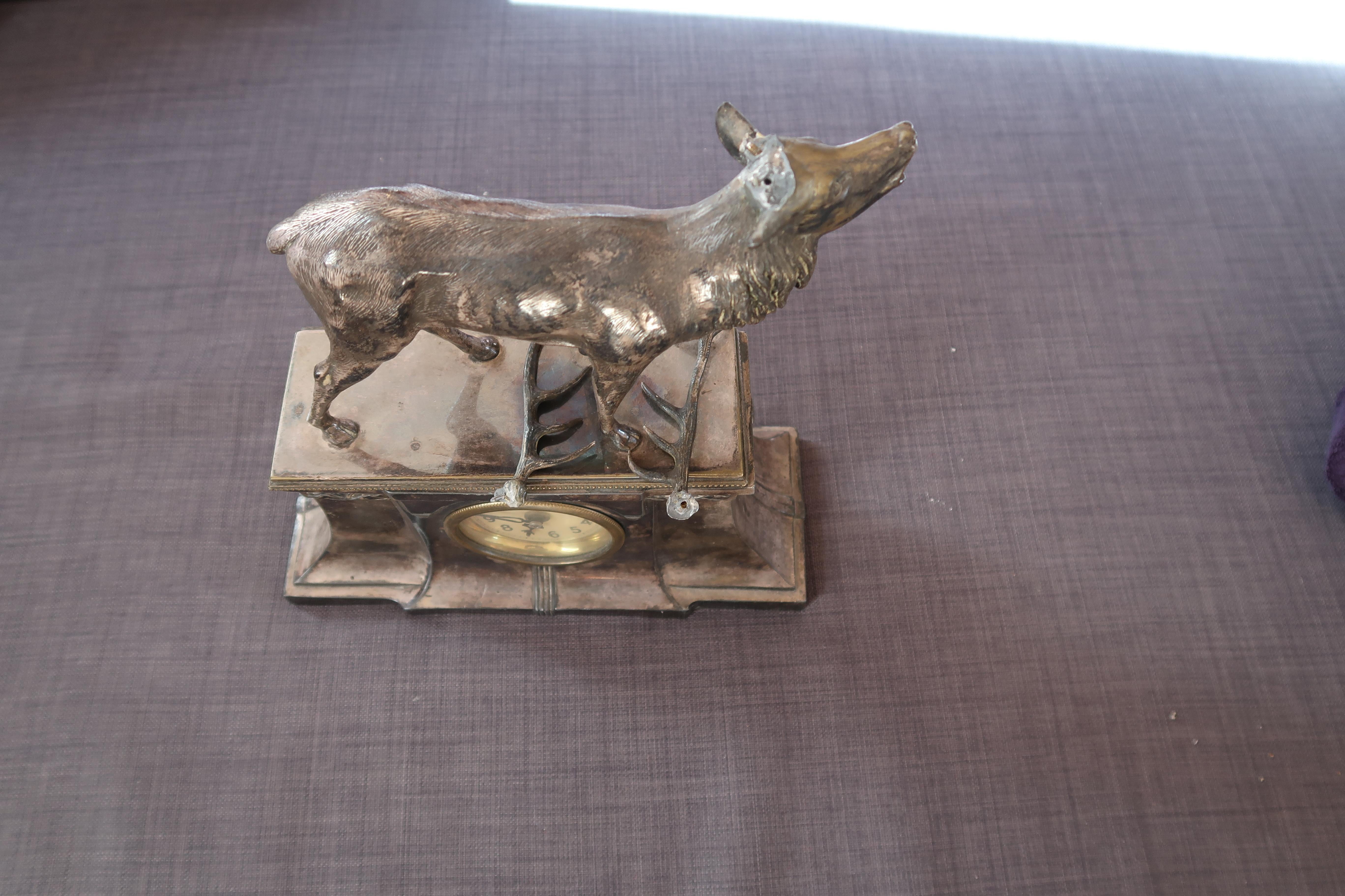 Antique Metal Deer Clock, 12
