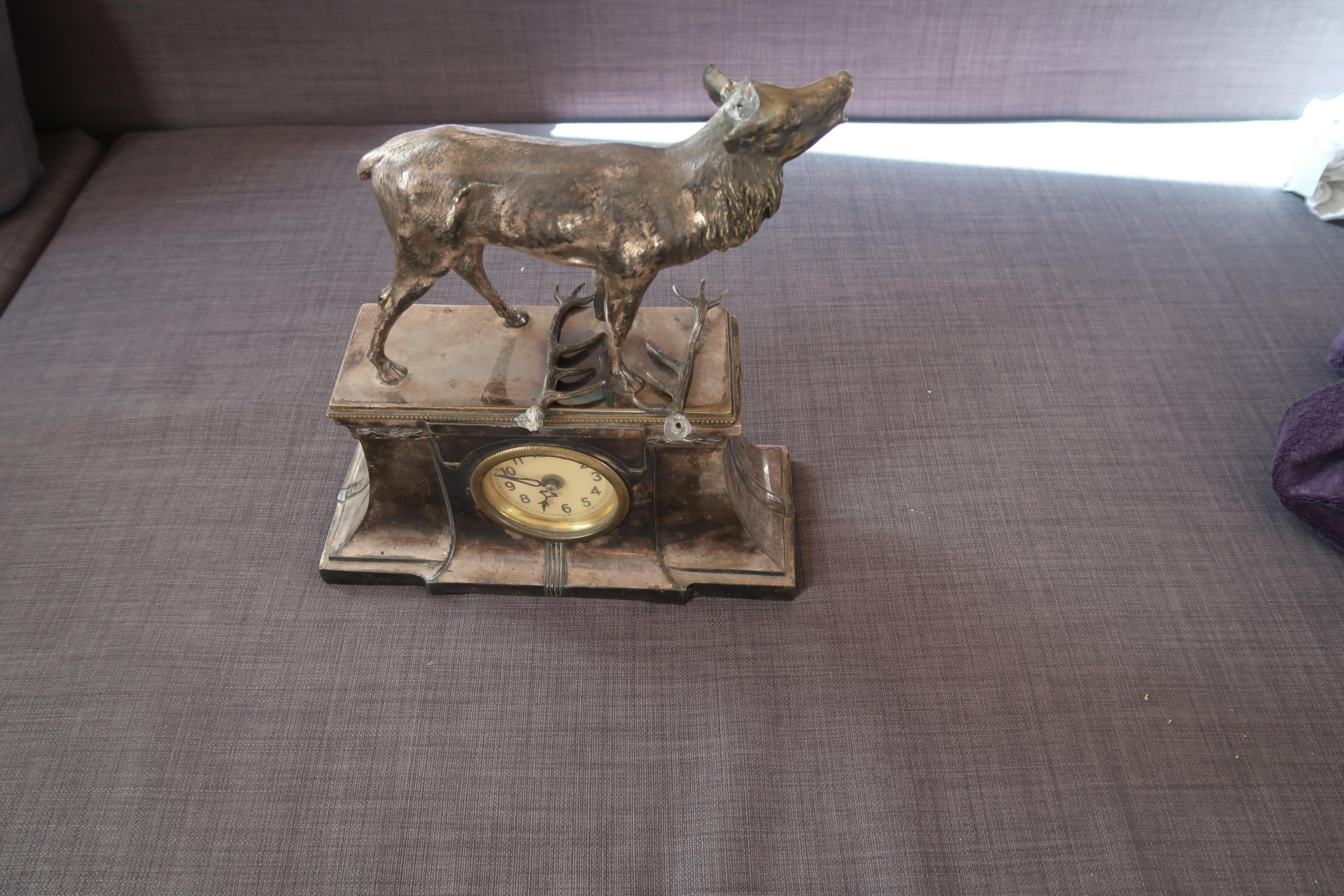Antique Metal Deer Clock, 12
