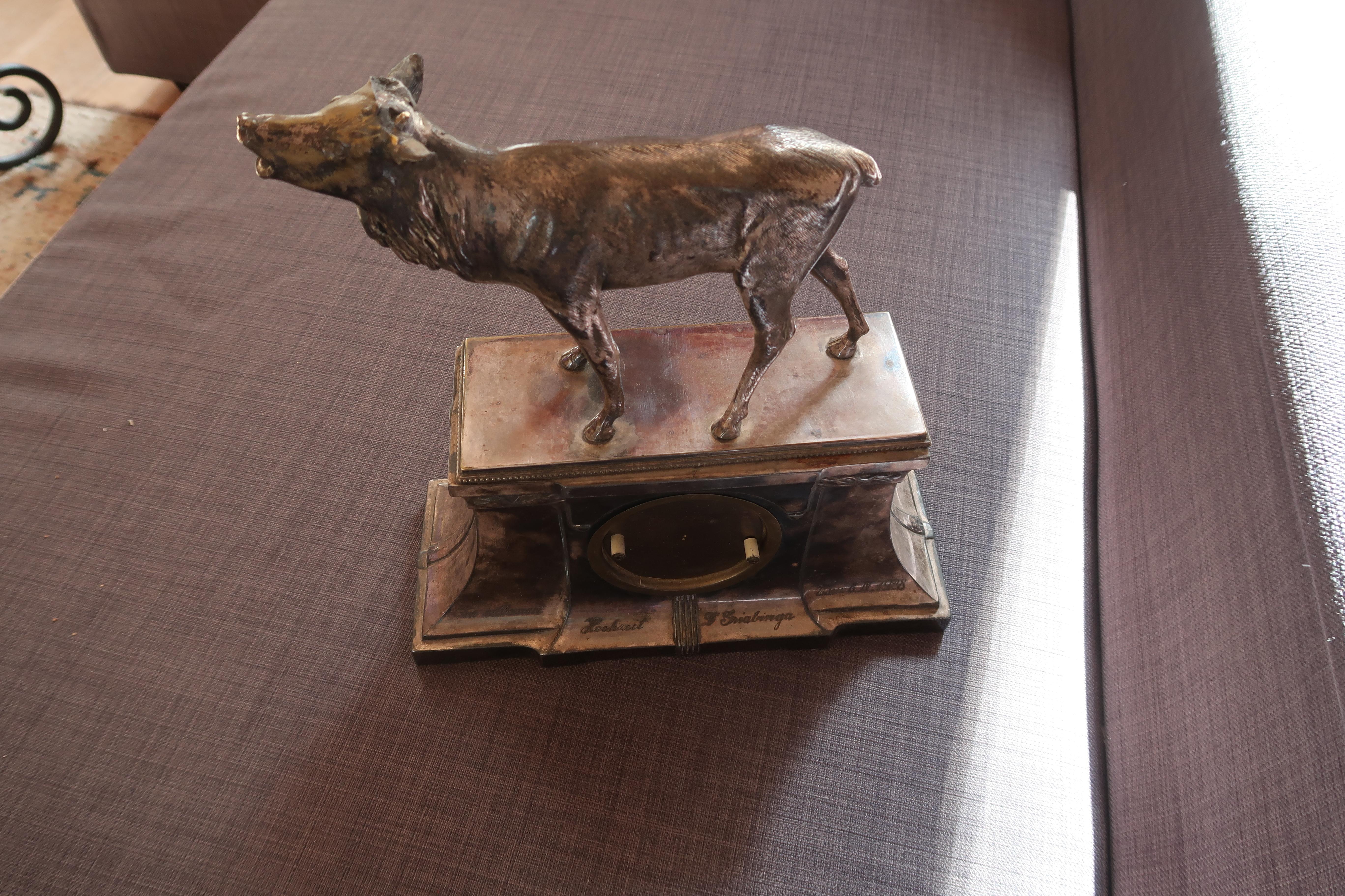 Antique Metal Deer Clock, 12
