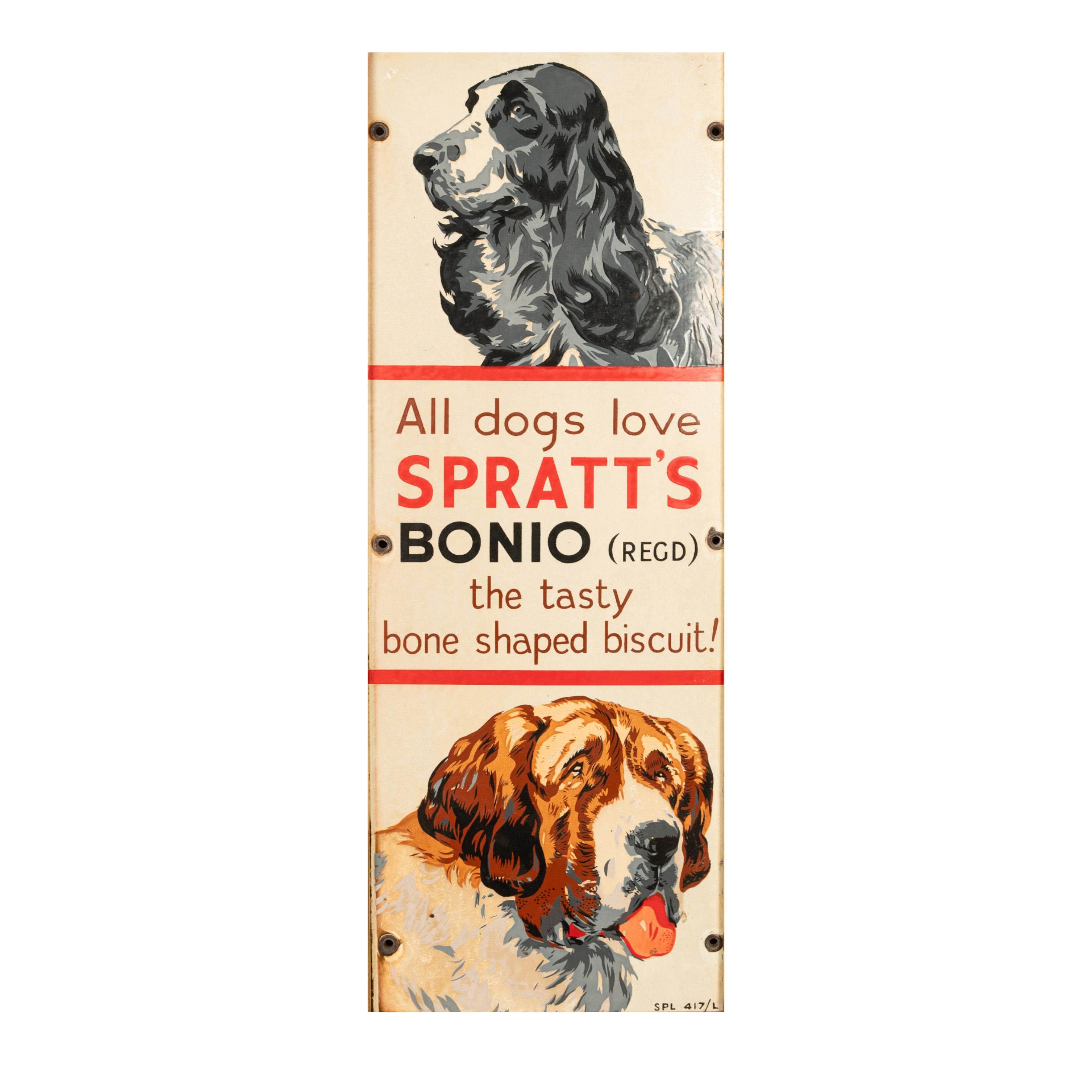 Other Antique Metal Enamel Advertising Sign Spratt's Bonio Per Food Dog Biscuits 1910
