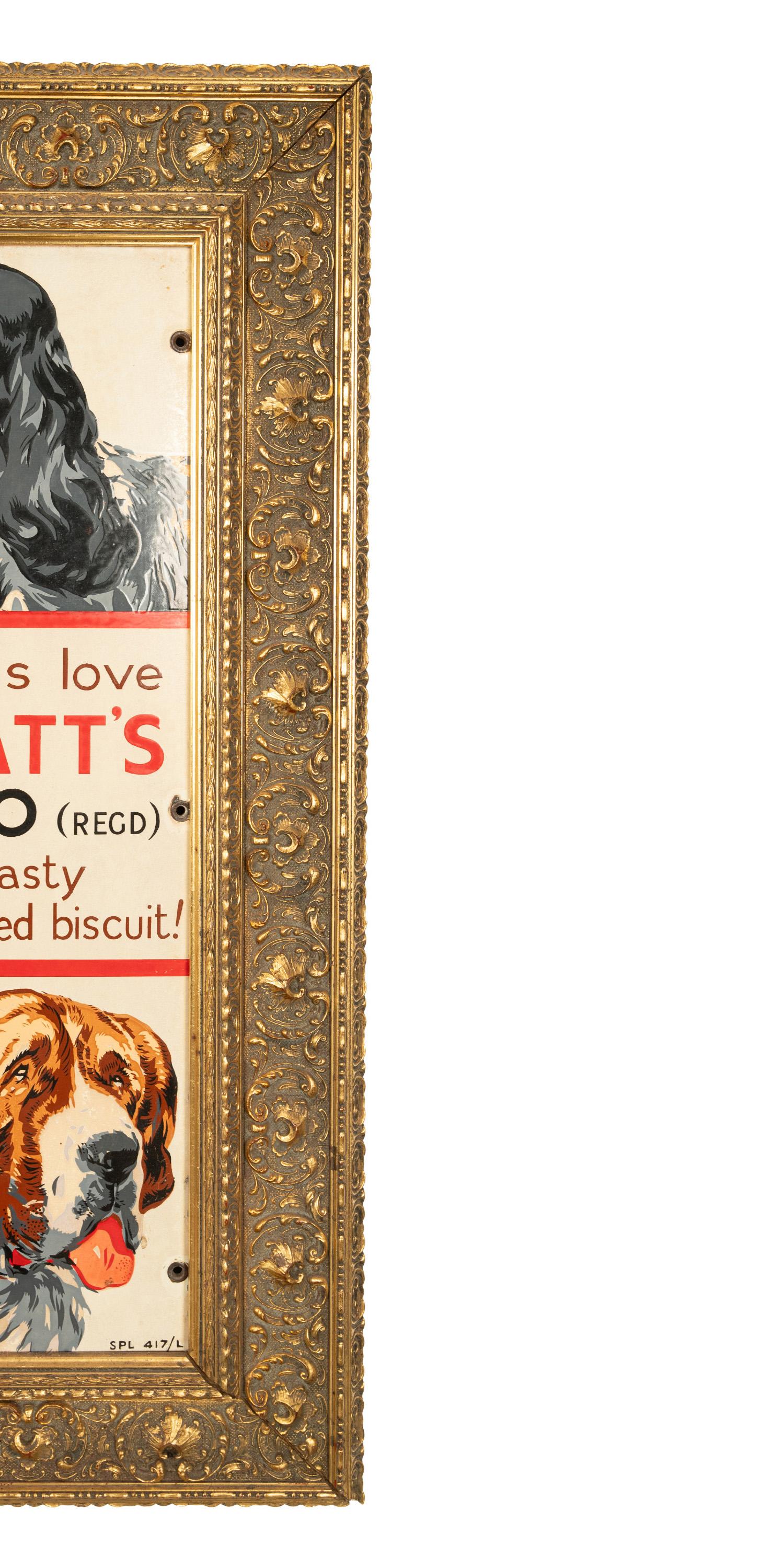 Antique Metal Enamel Advertising Sign Spratt's Bonio Per Food Dog Biscuits 1910 In Good Condition In Portland, OR