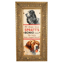 Antique Metal Enamel Advertising Sign Spratt's Bonio Per Food Dog Biscuits 1910