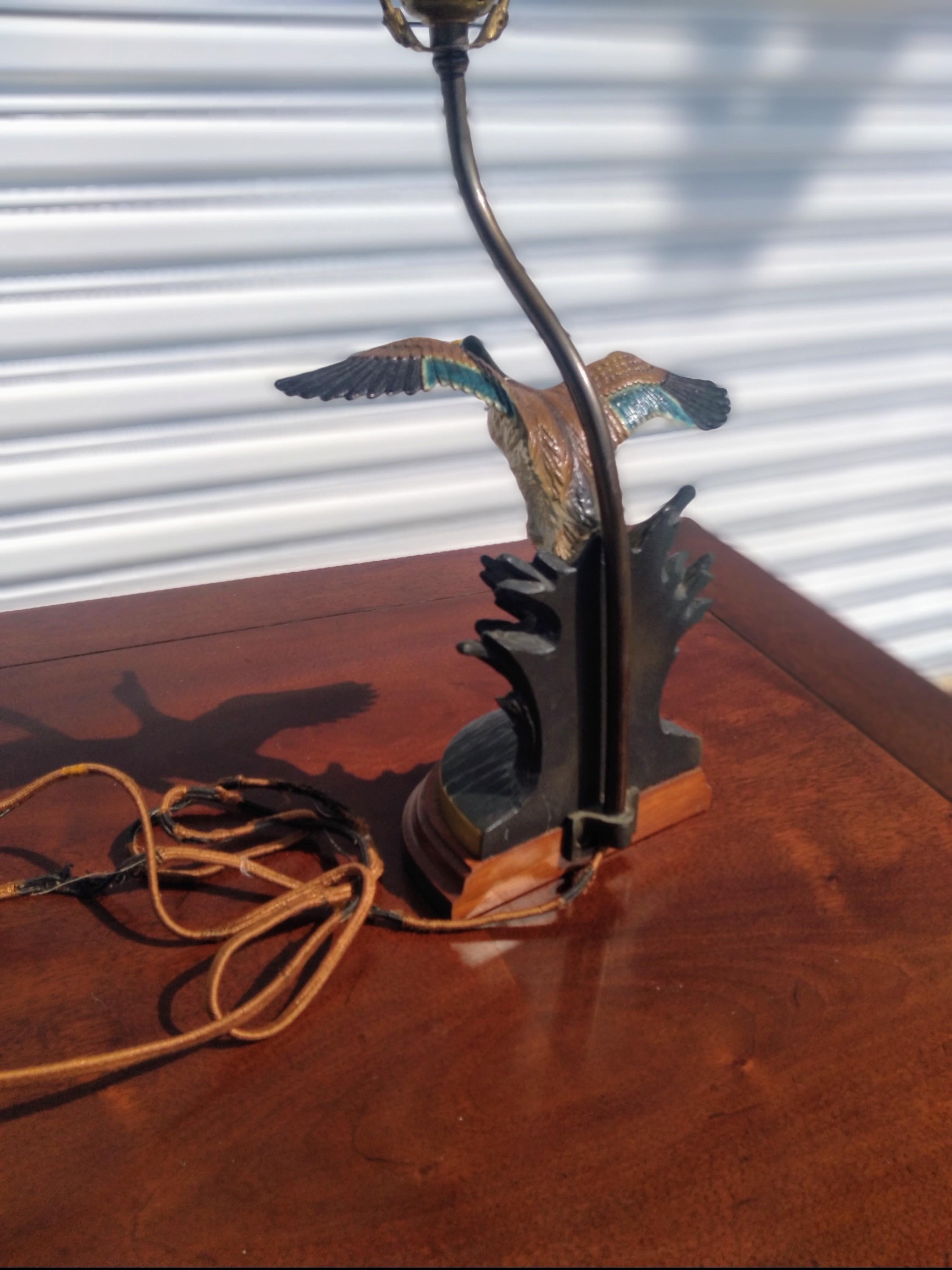 Antike Metall emailliert Mallard Duck Tischlampe im Zustand „Gut“ im Angebot in Pasadena, TX
