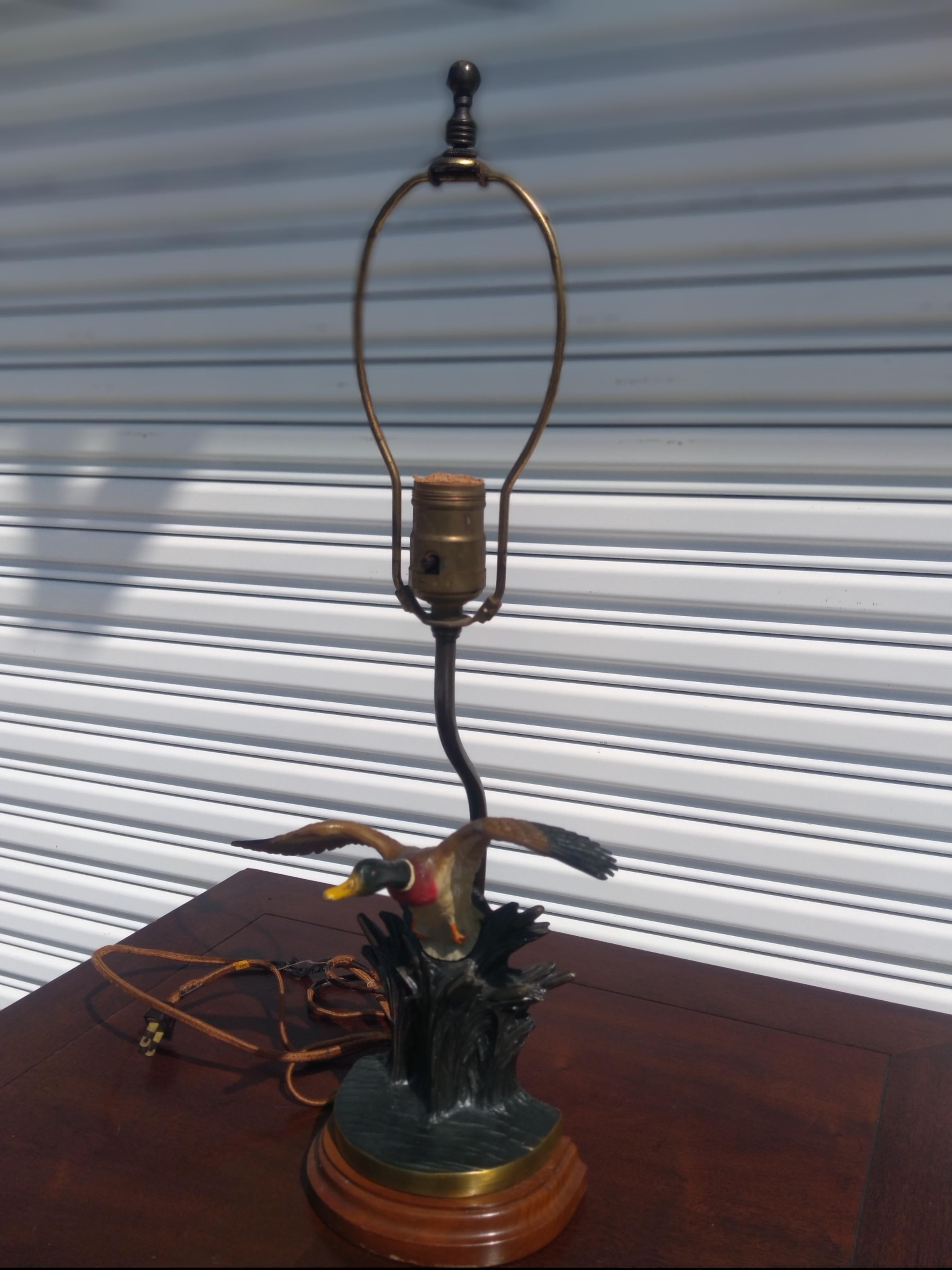 Antike Metall emailliert Mallard Duck Tischlampe im Angebot 3