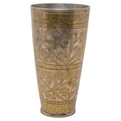 Antique Metal Engraved Mughal Beaker or Vase from India 1940s