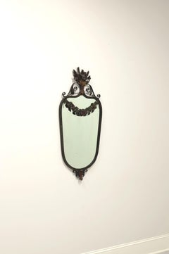 Antique Metal Framed Wall Mirror with Floral Motif