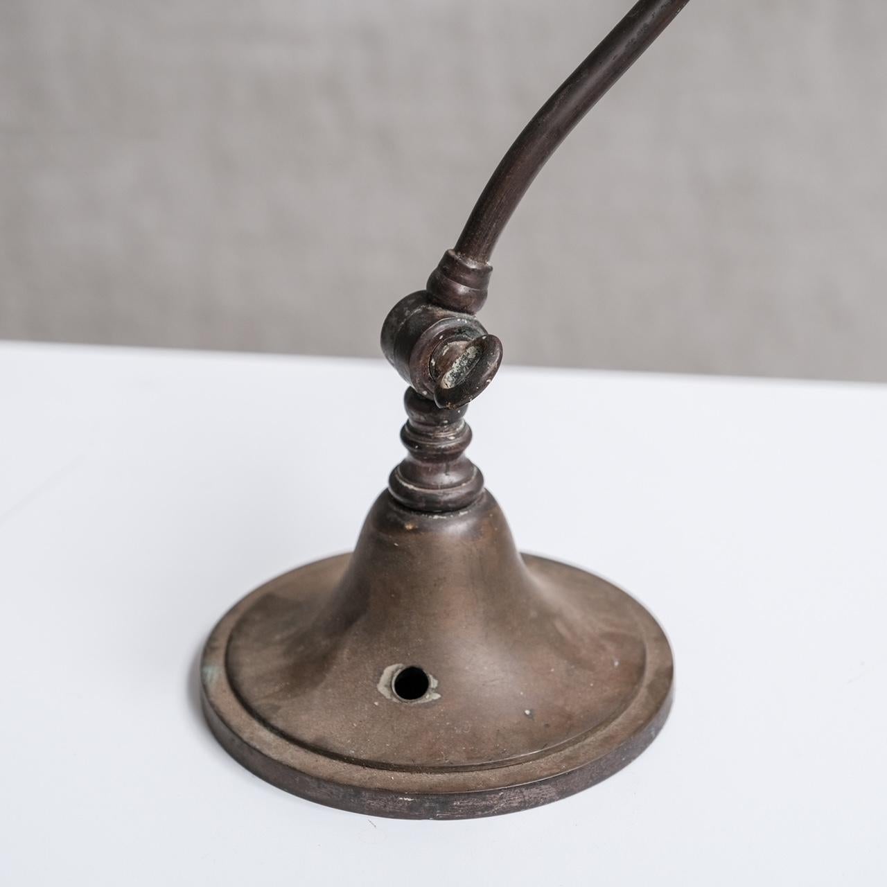 Antique Metal Frosted Glass Desk Lamp In Good Condition For Sale In London, GB