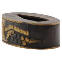 Antique Metal Japanese Fuchi for Katana with Gold decoration Edo Period