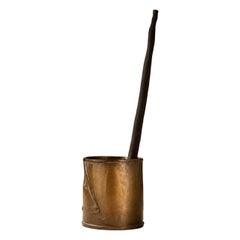 Antique Metal Oil Can with Long Spout and Aged Patina