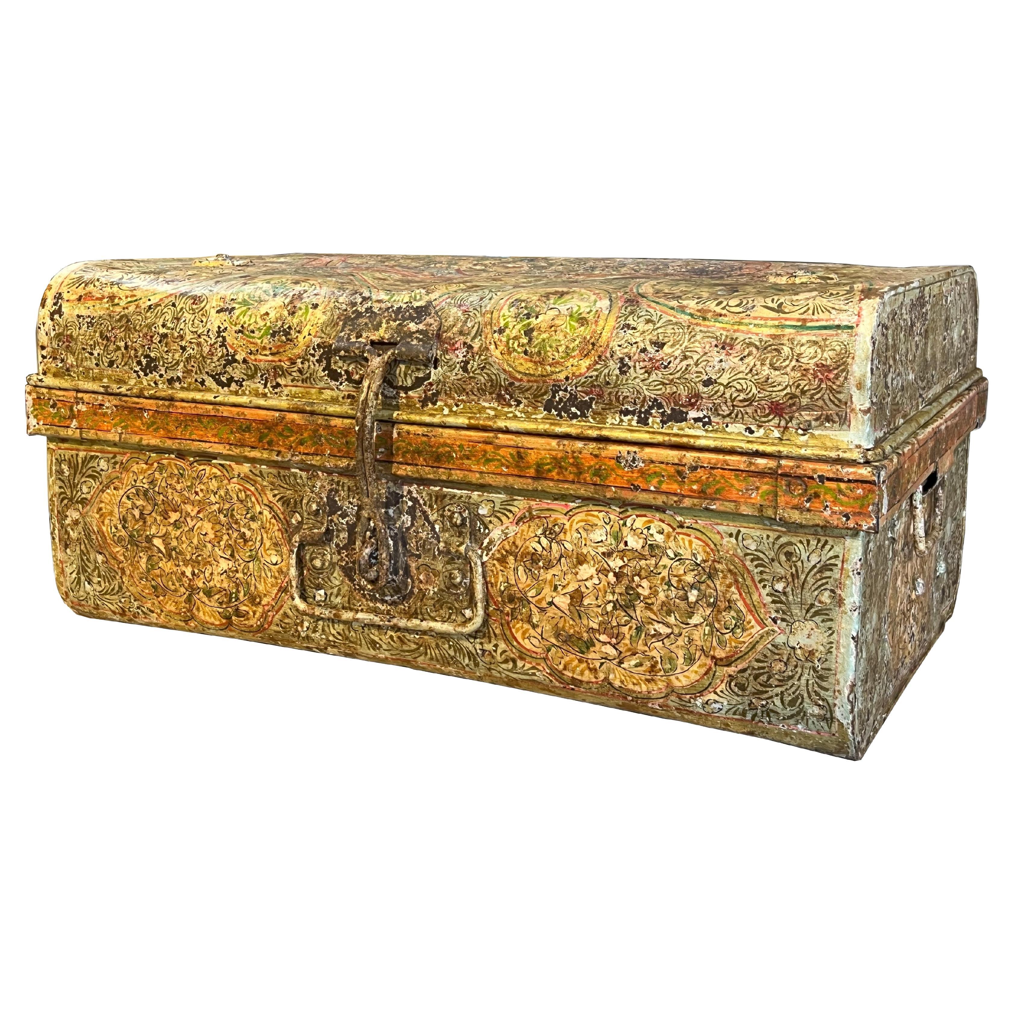 This exquisite piece, with its enchanting blend of rustic charm and vintage allure, is sure to complement a variety of interior styles as an exquisite piece of décor.
The outside features Oriental influence ornate floral patterns in primarily green,
