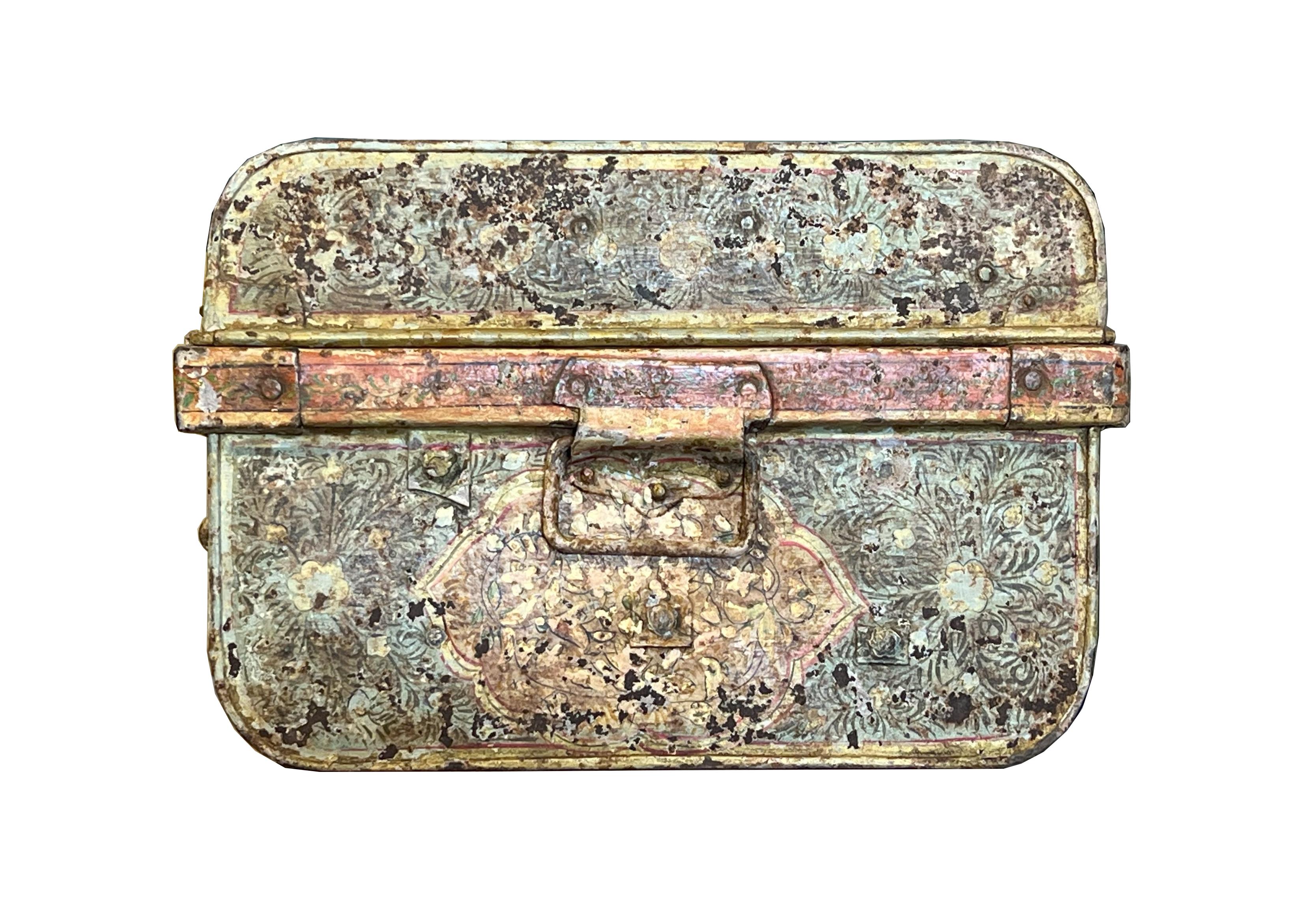 18th Century Antique Metal painted box  For Sale