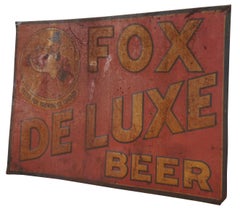 Antique Metal Peter Fox Brewing Deluxe Beer Advertising Sign Chicago