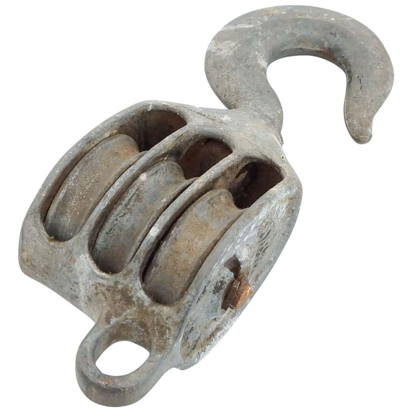 Antique Metal Pulley Hook For Sale 8