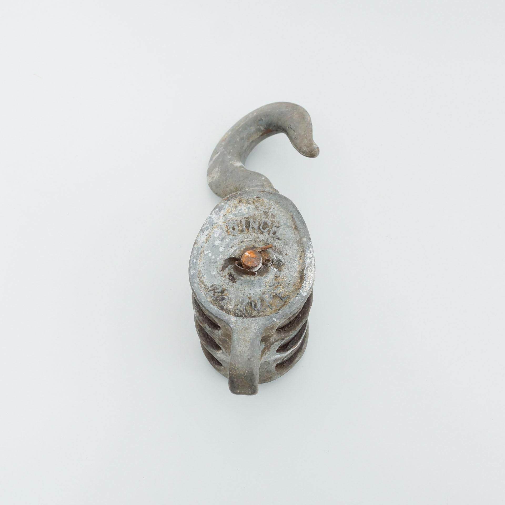 Mid-Century Modern Antique Metal Pulley Hook