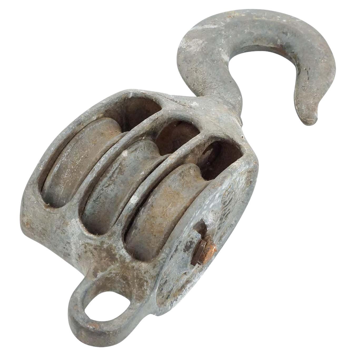 Antique Metal Pulley Hook For Sale