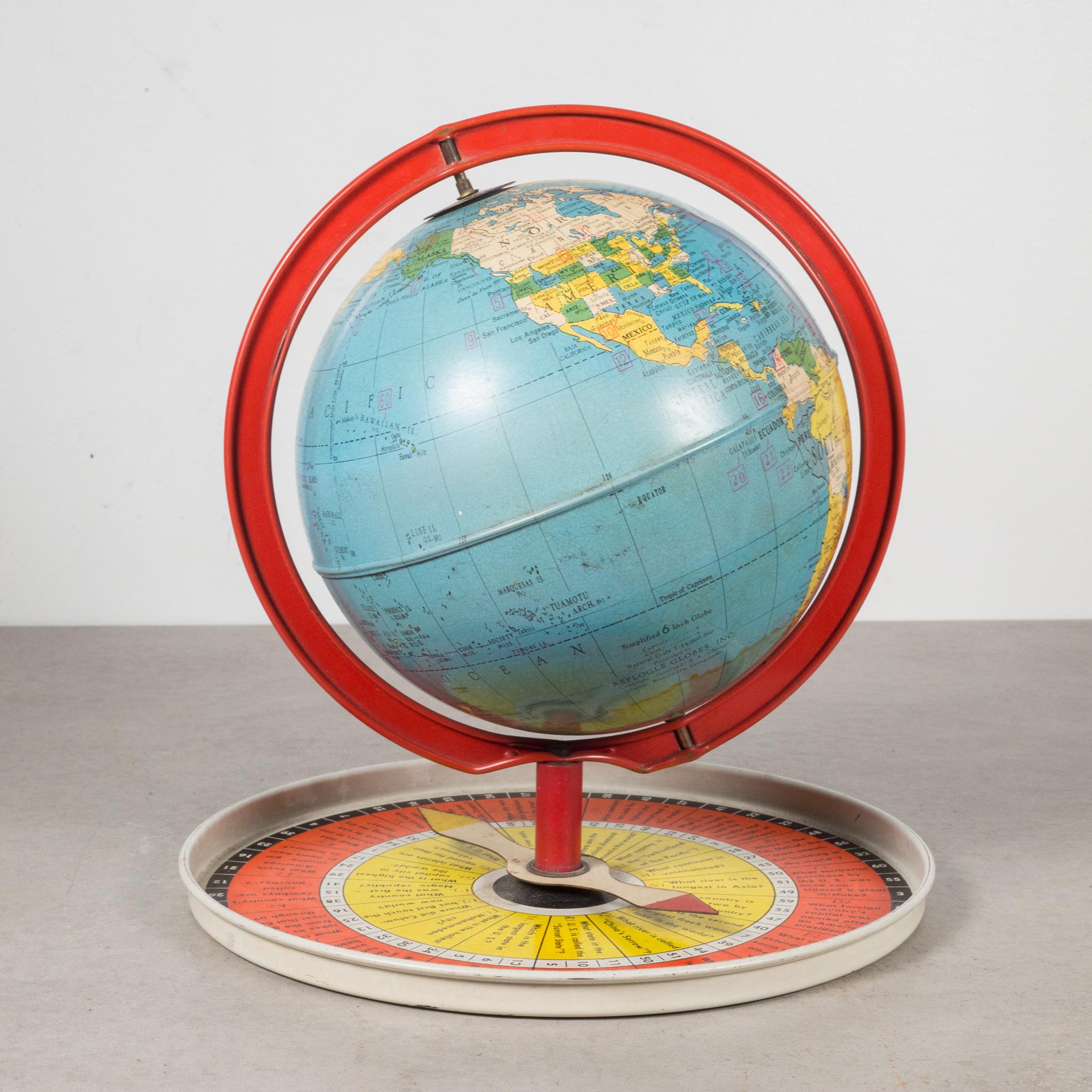 Antique Metal Replogle Travel Game Globe c.1950 In Good Condition In San Francisco, CA