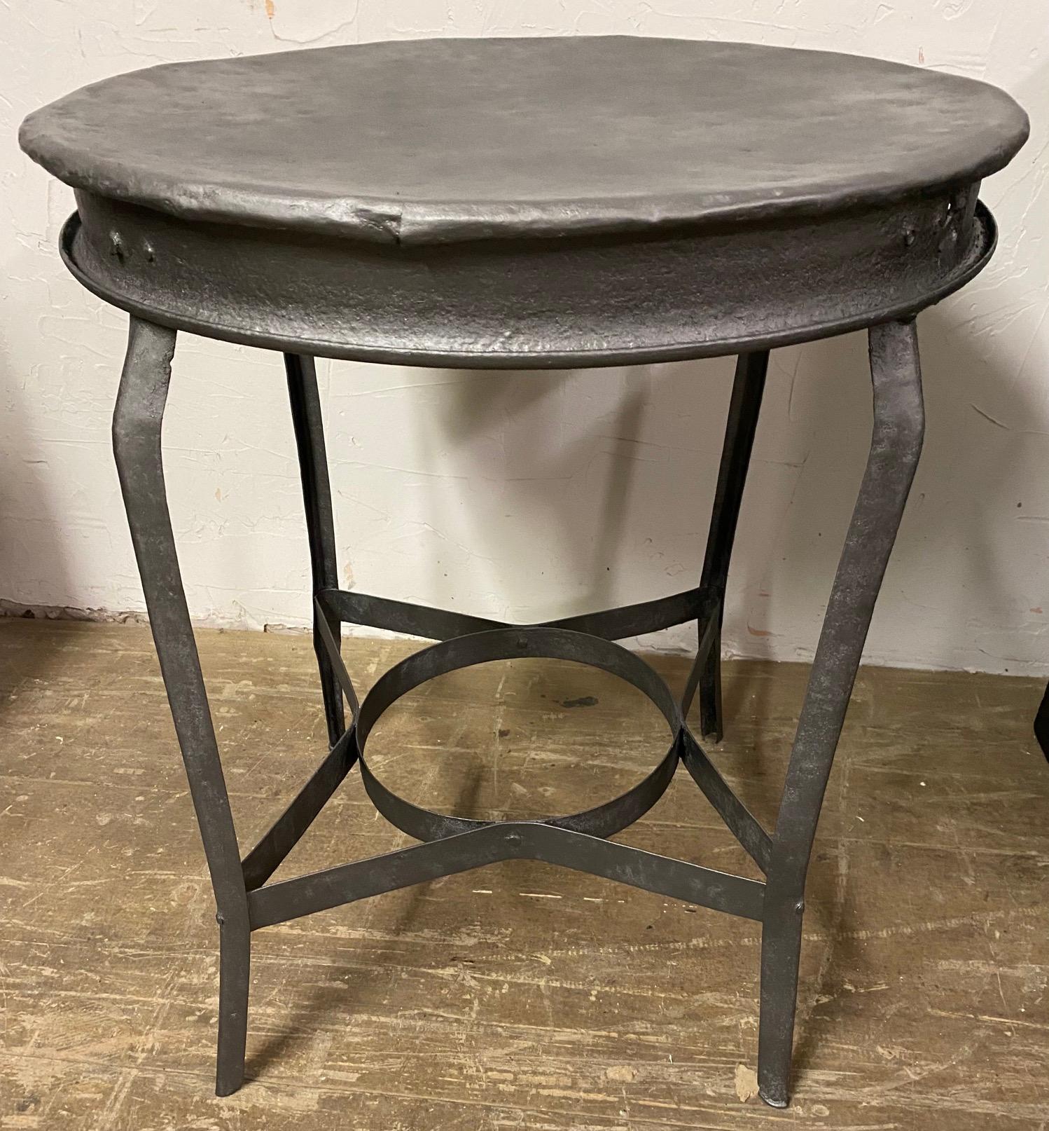Antique Metal Round Occasional Table In Good Condition In Sheffield, MA