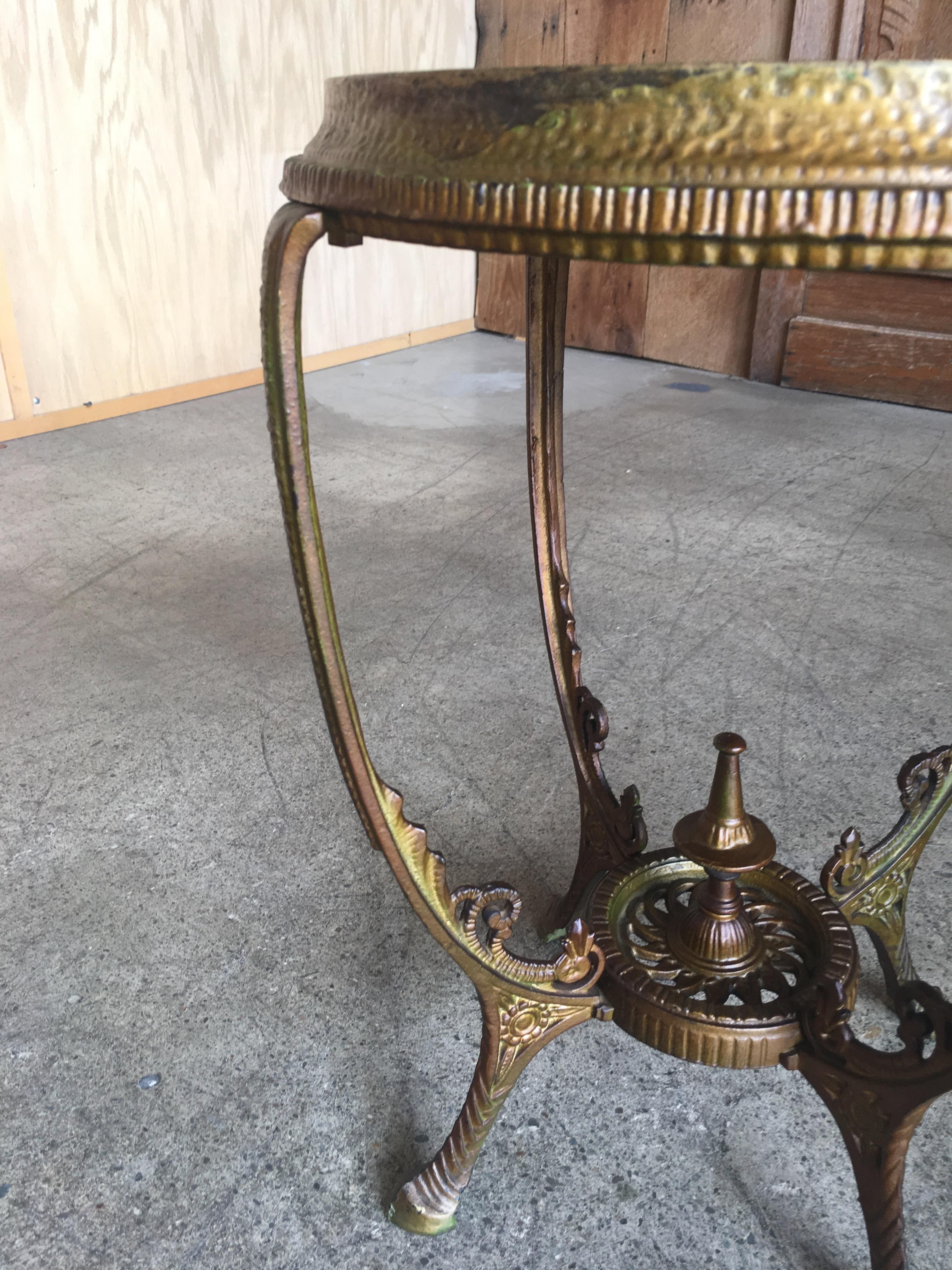 Gothic Revival Antique Metal Side Table