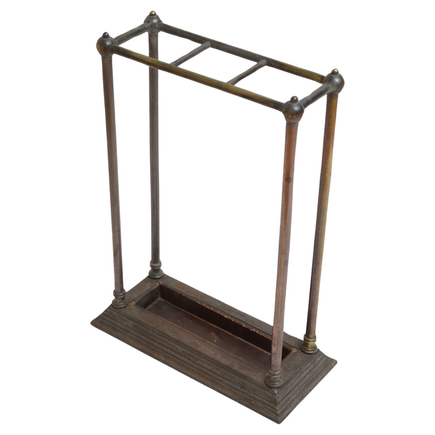 Antique Metal Umbrella Stand of Narrow Proportions For Sale at 1stDibs