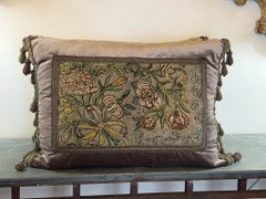 Antique Metallic Embroidered Silk Velvet Pillows, Baroque Style