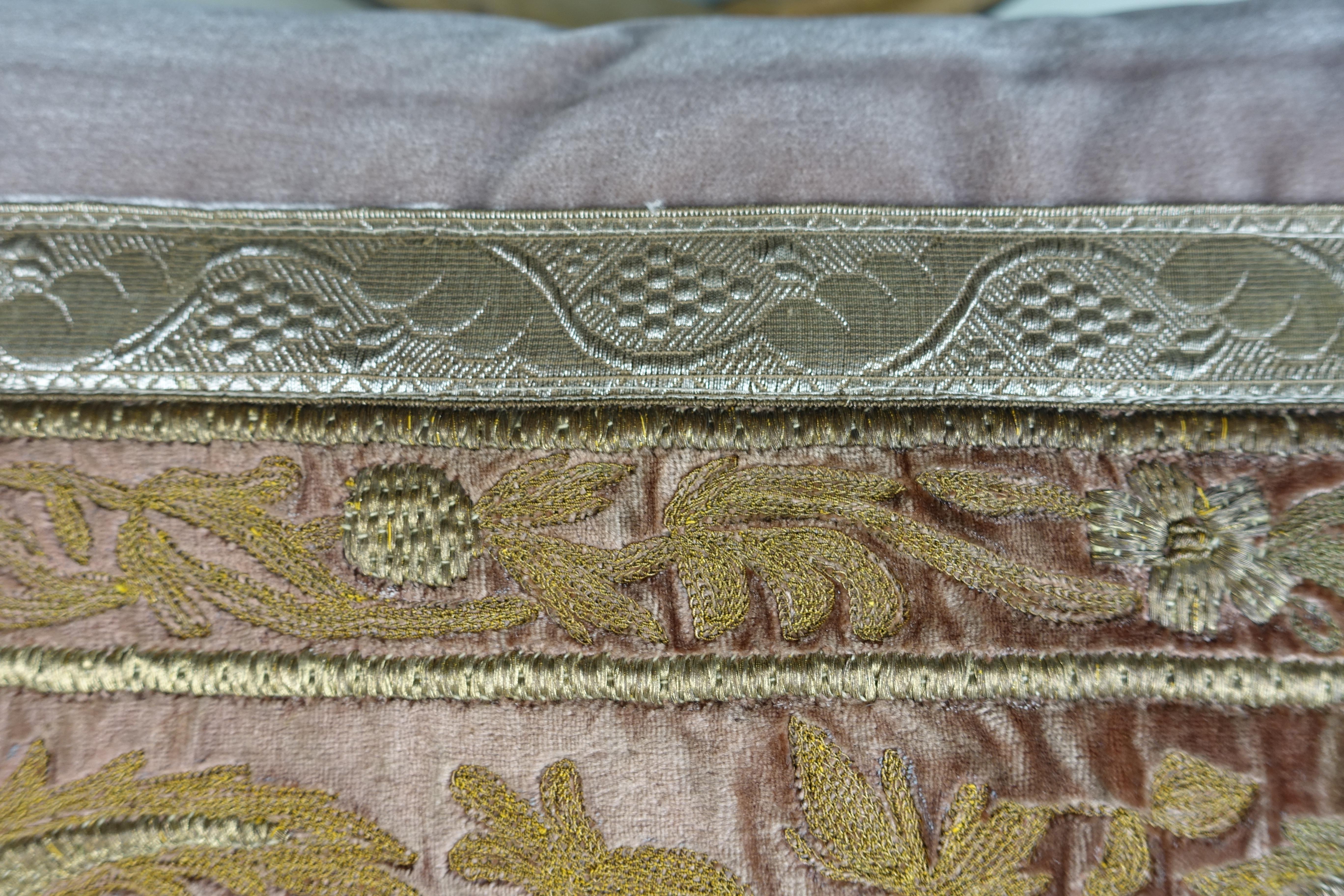 Other Antique Metallic Embroidered Textile Pillows, Pair