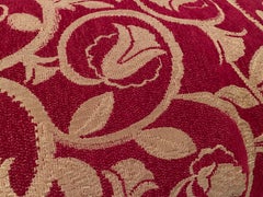 Antique Metallic Thread Burgundy Textured Velvet Large Baroque Style Pillow