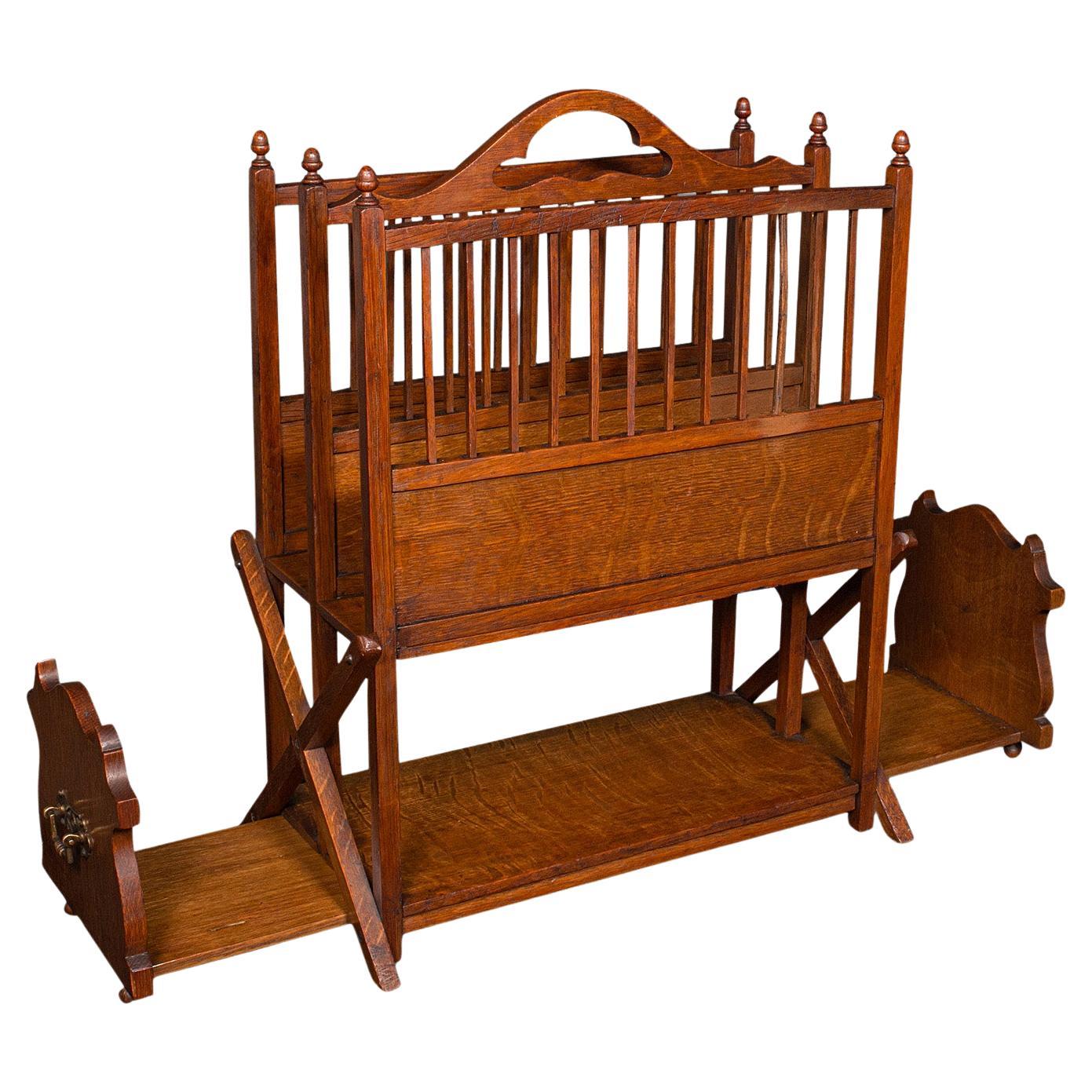 Antico supporto metamorfico Canterbury, inglese, Oak, portariviste, edoardiano in vendita
