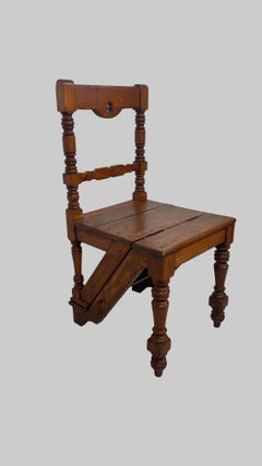 Antique Metamorphic Chair Ladder in Solid Pine, Northern Europe, circa 1900