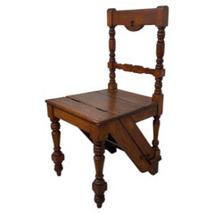 Antique Metamorphic Chair Ladder in Solid Pine, Northern Europe, circa 1900