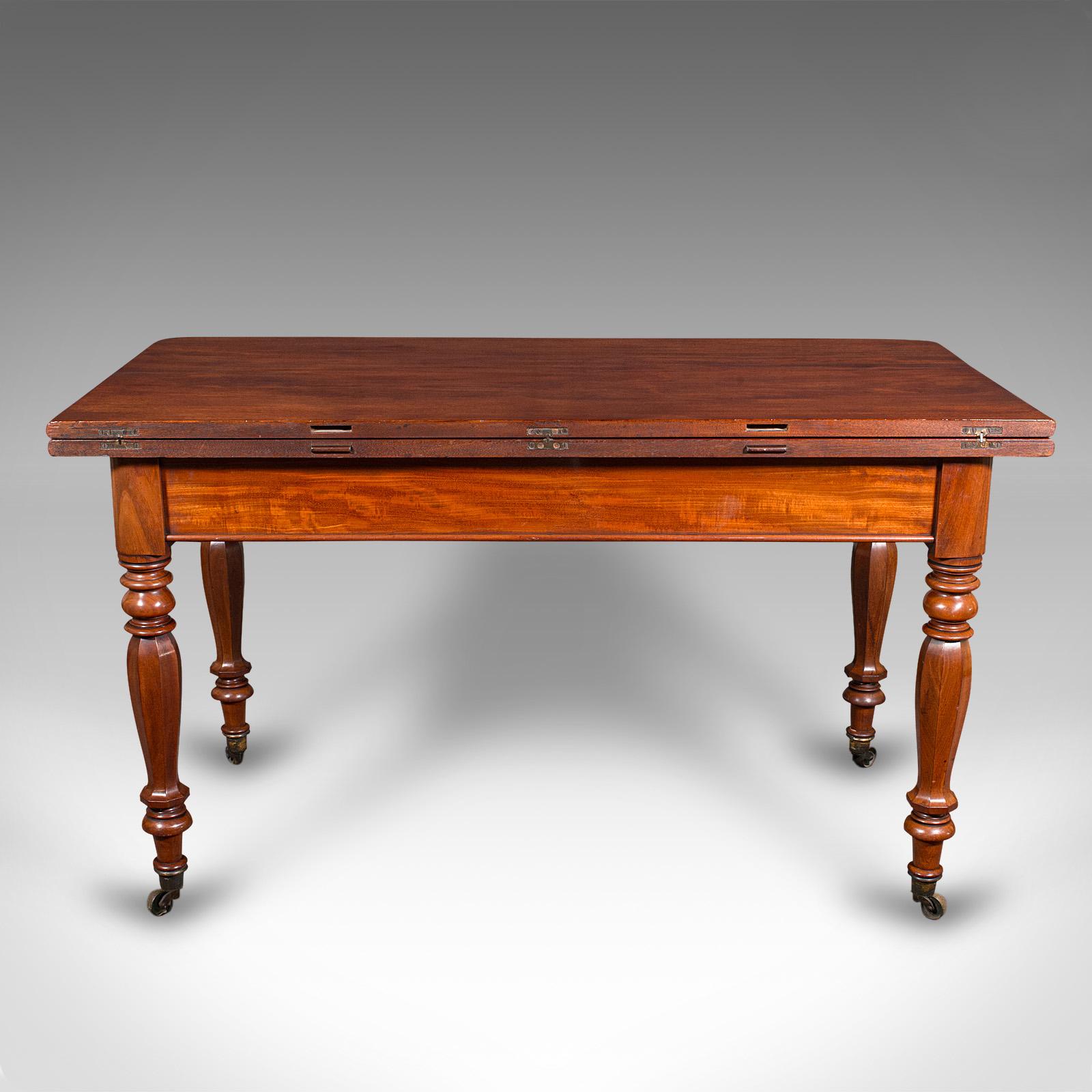 Wood Antique Metamorphic Console Table, English, 4 Seat Dining, Gaming, William IV For Sale