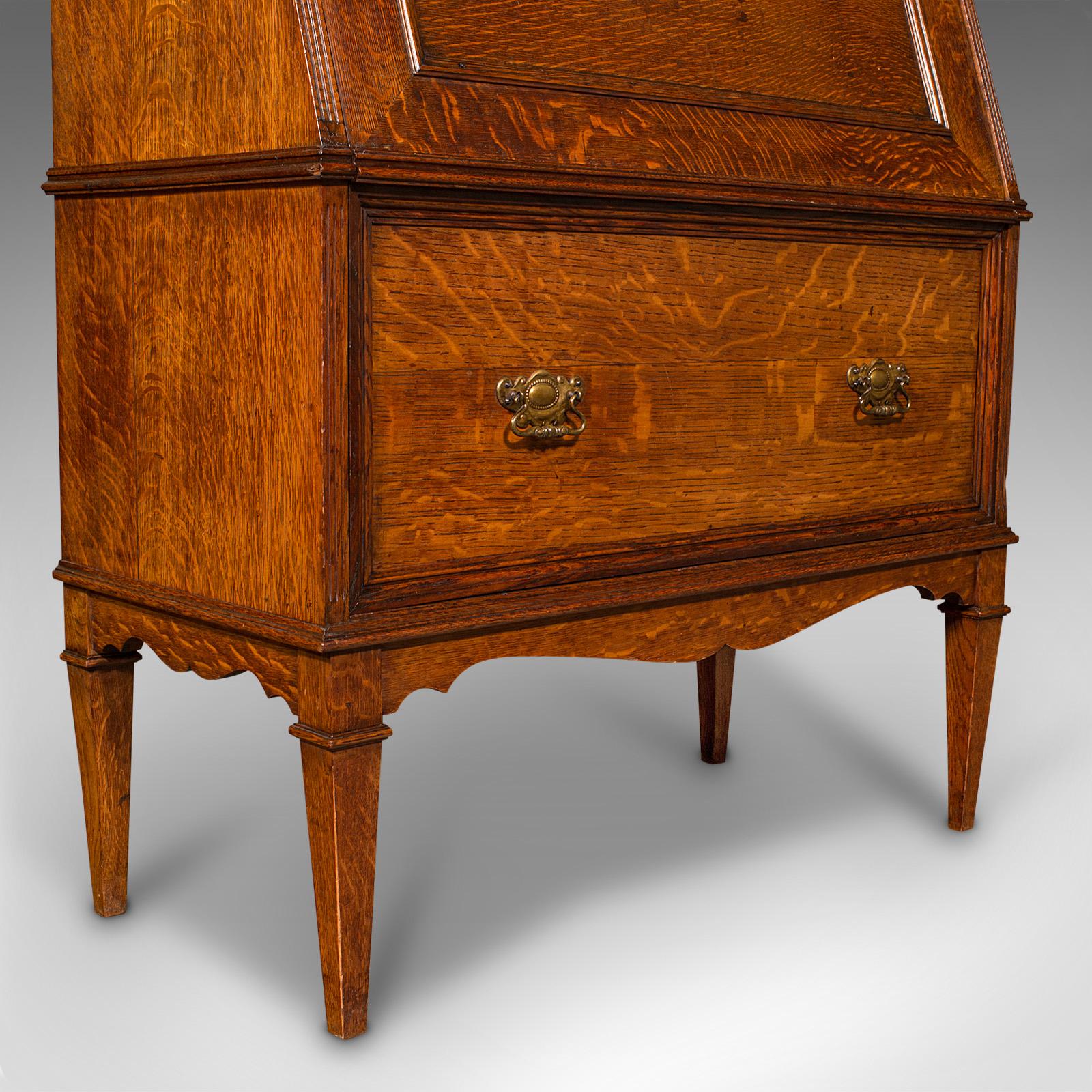 Antique Metamorphic Drink Cabinet, English Oak, Bureau Form, Cocktail, Victorian For Sale 7
