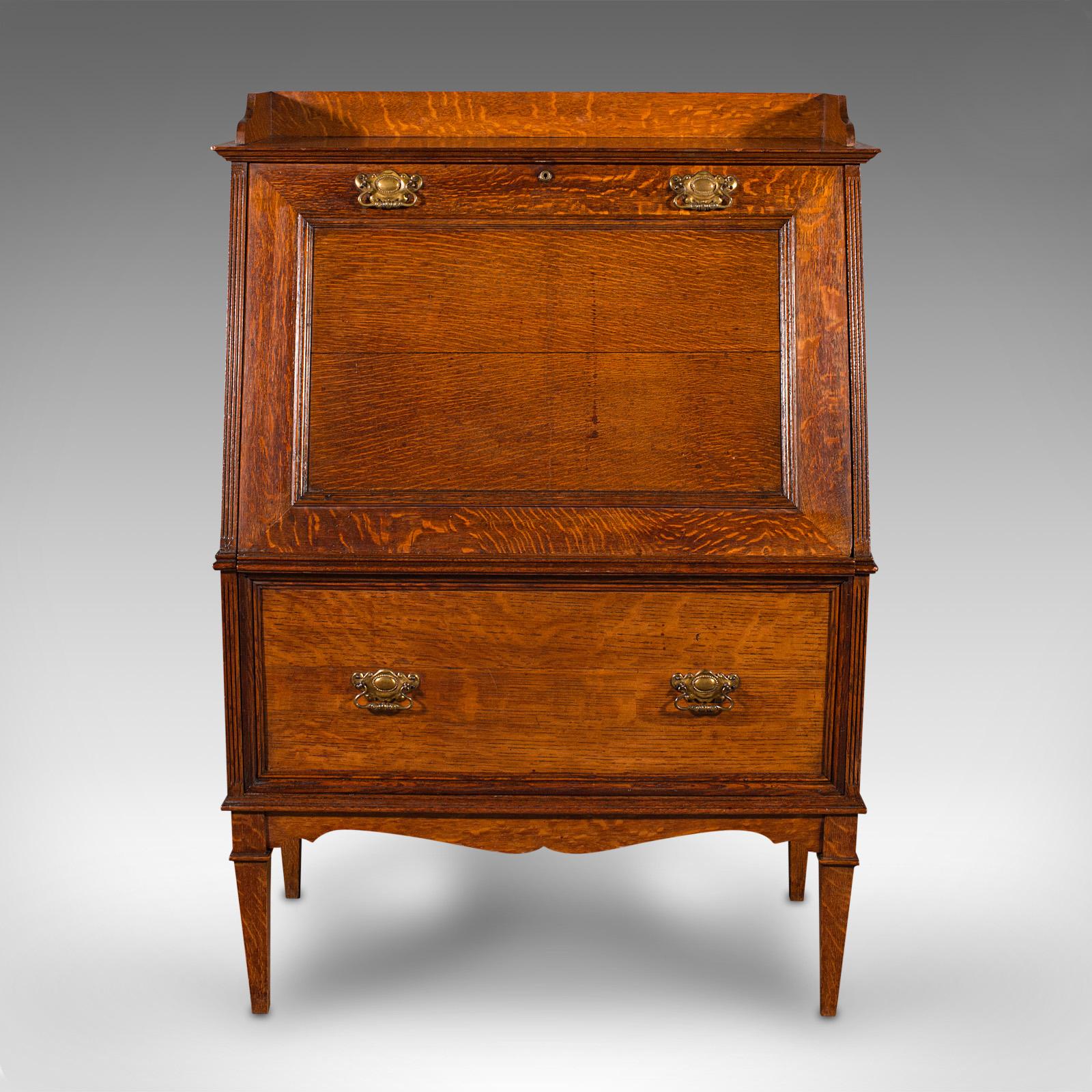 British Antique Metamorphic Drink Cabinet, English Oak, Bureau Form, Cocktail, Victorian For Sale