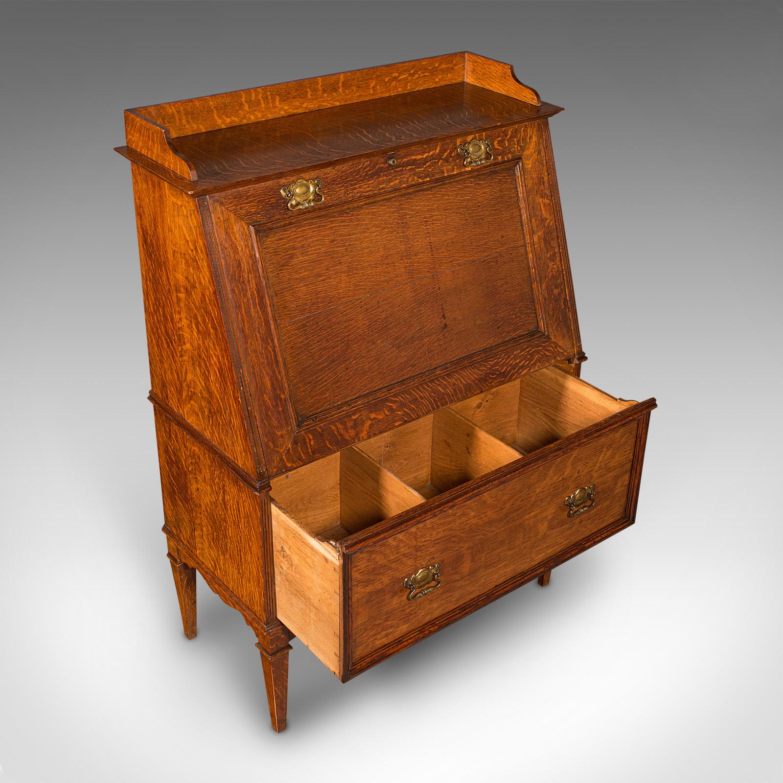 Antique Metamorphic Drink Cabinet, English Oak, Bureau Form, Cocktail, Victorian For Sale 2
