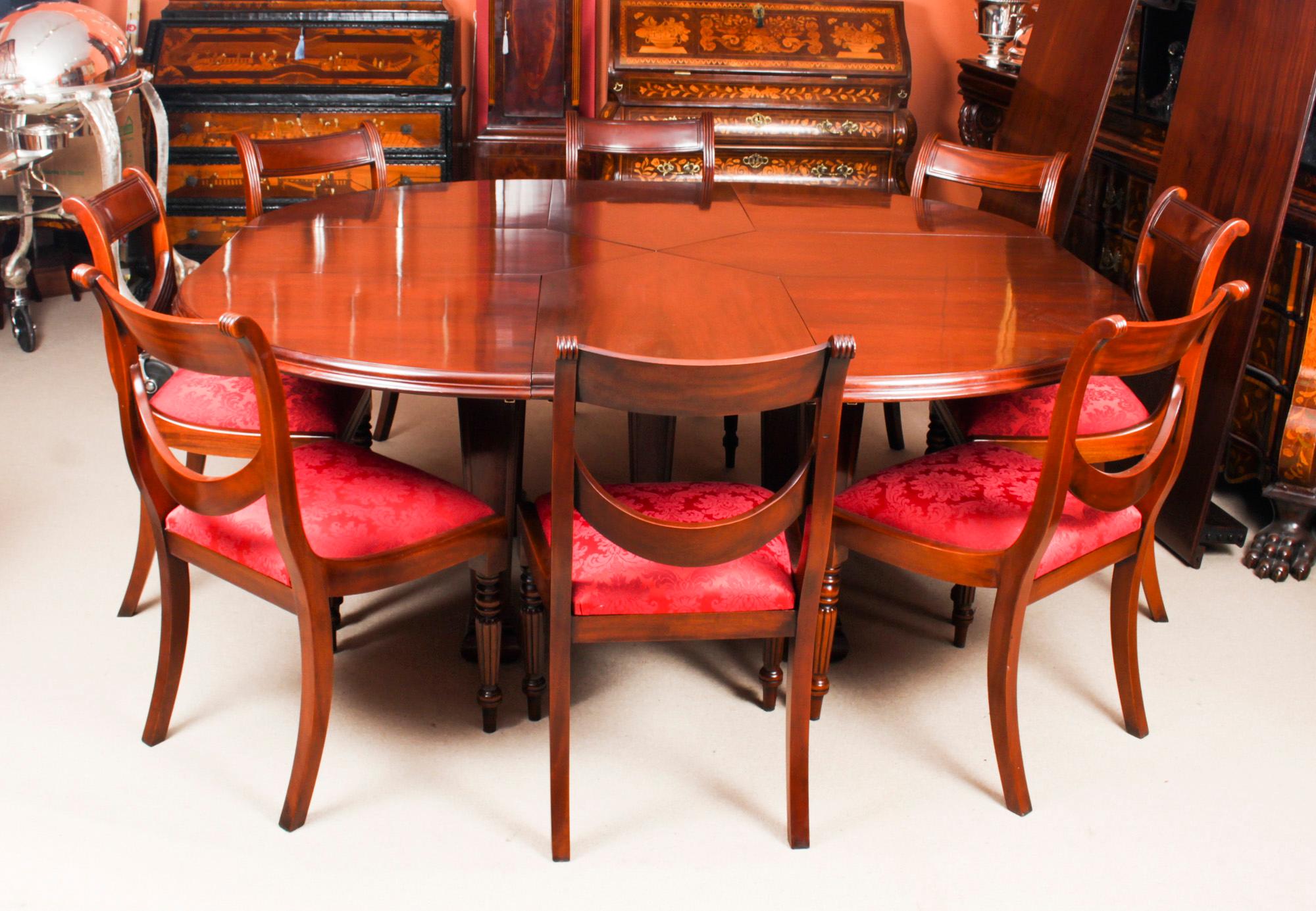 Antique Metamorphic Mahogany Jupe Dining Table & 12 Chairs, 19th C 9