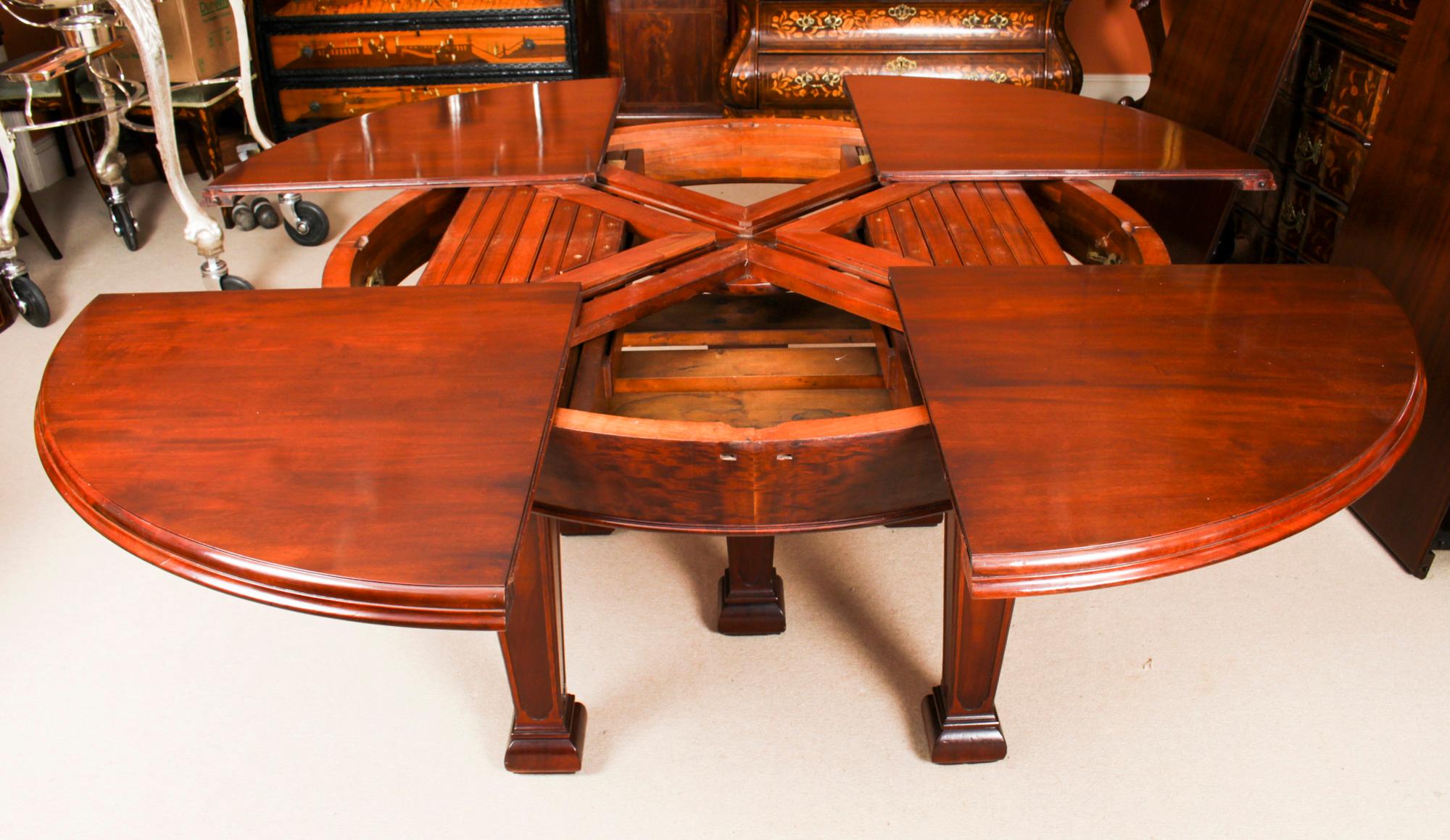 Antique Metamorphic Mahogany Jupe Dining Table & 12 Chairs, 19th C 12