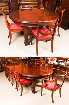 Antique Metamorphic Mahogany Jupe Dining Table & 12 Chairs, 19th C