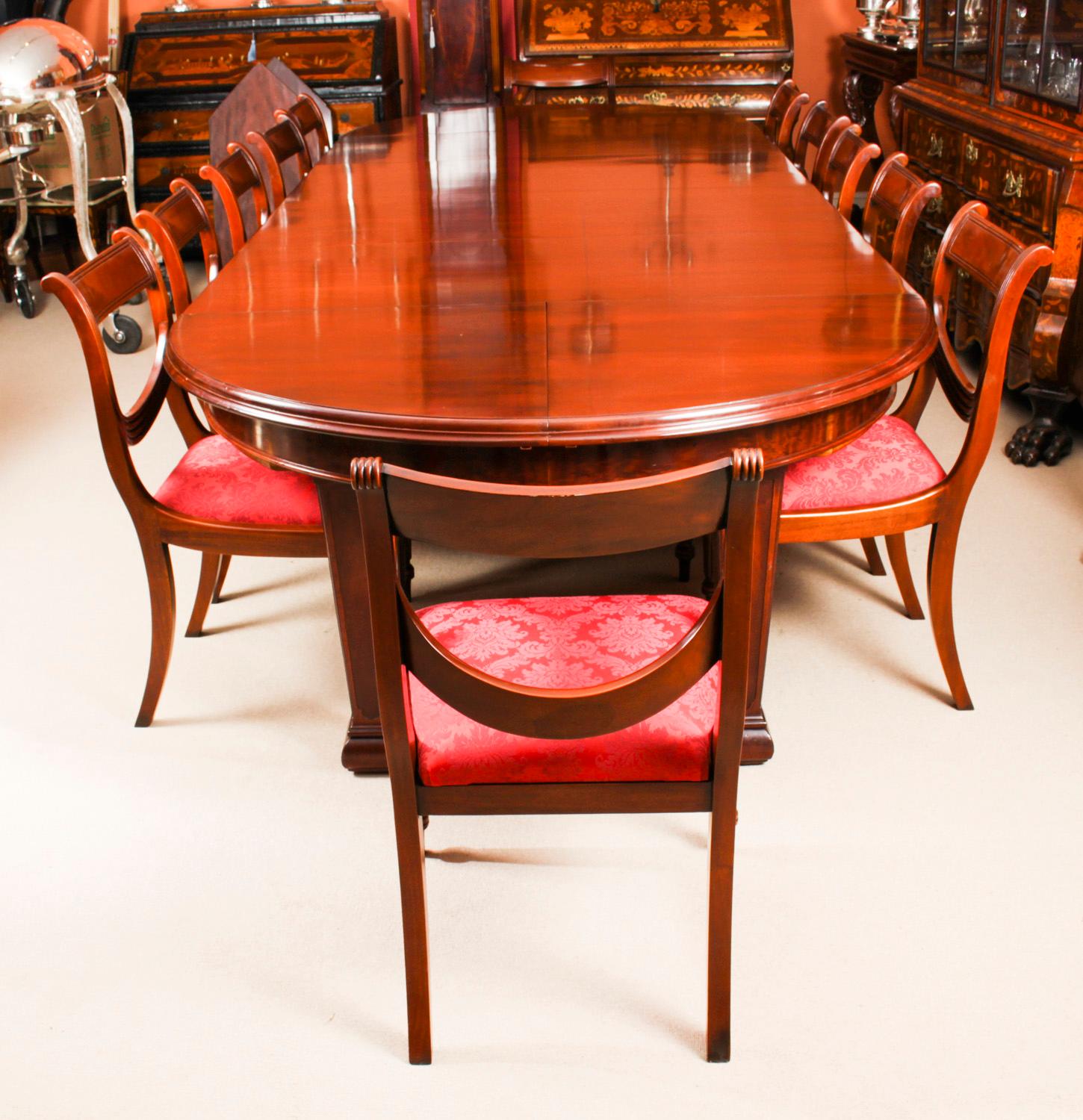 Antique Metamorphic Mahogany Jupe Dining Table & 12 Chairs, 19th C 1