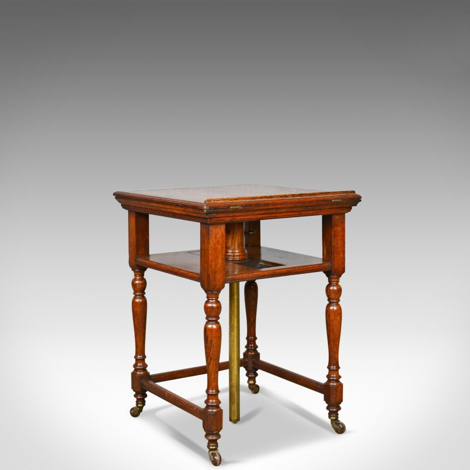 Victorian Antique, Metamorphic, Side Table, Lectern, Oak, Library, Reading, circa 1860