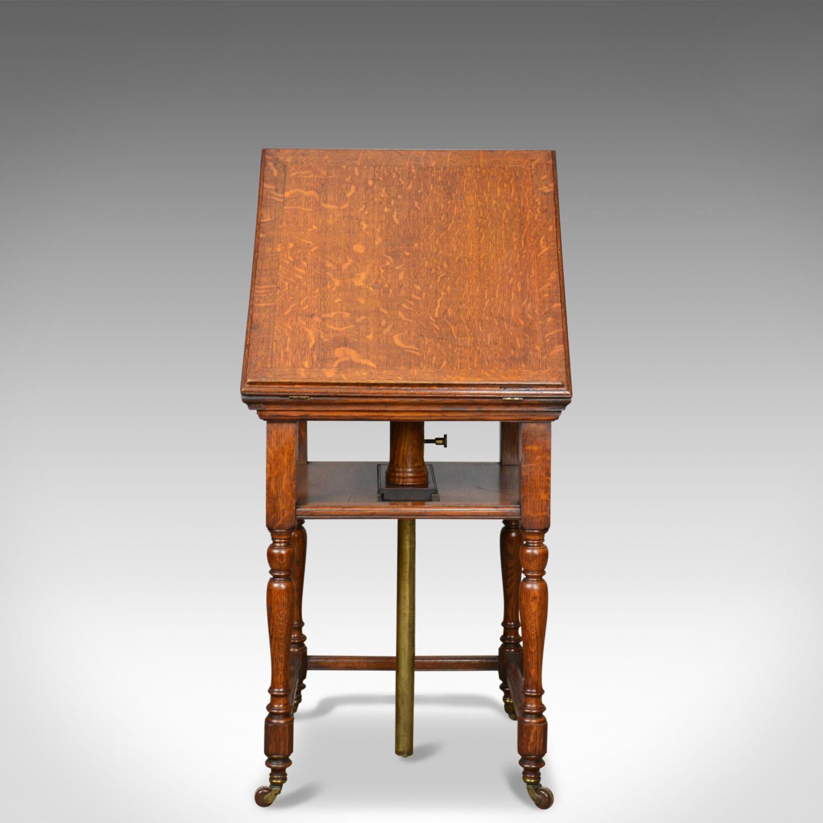 English Antique, Metamorphic, Side Table, Lectern, Oak, Library, Reading, circa 1860
