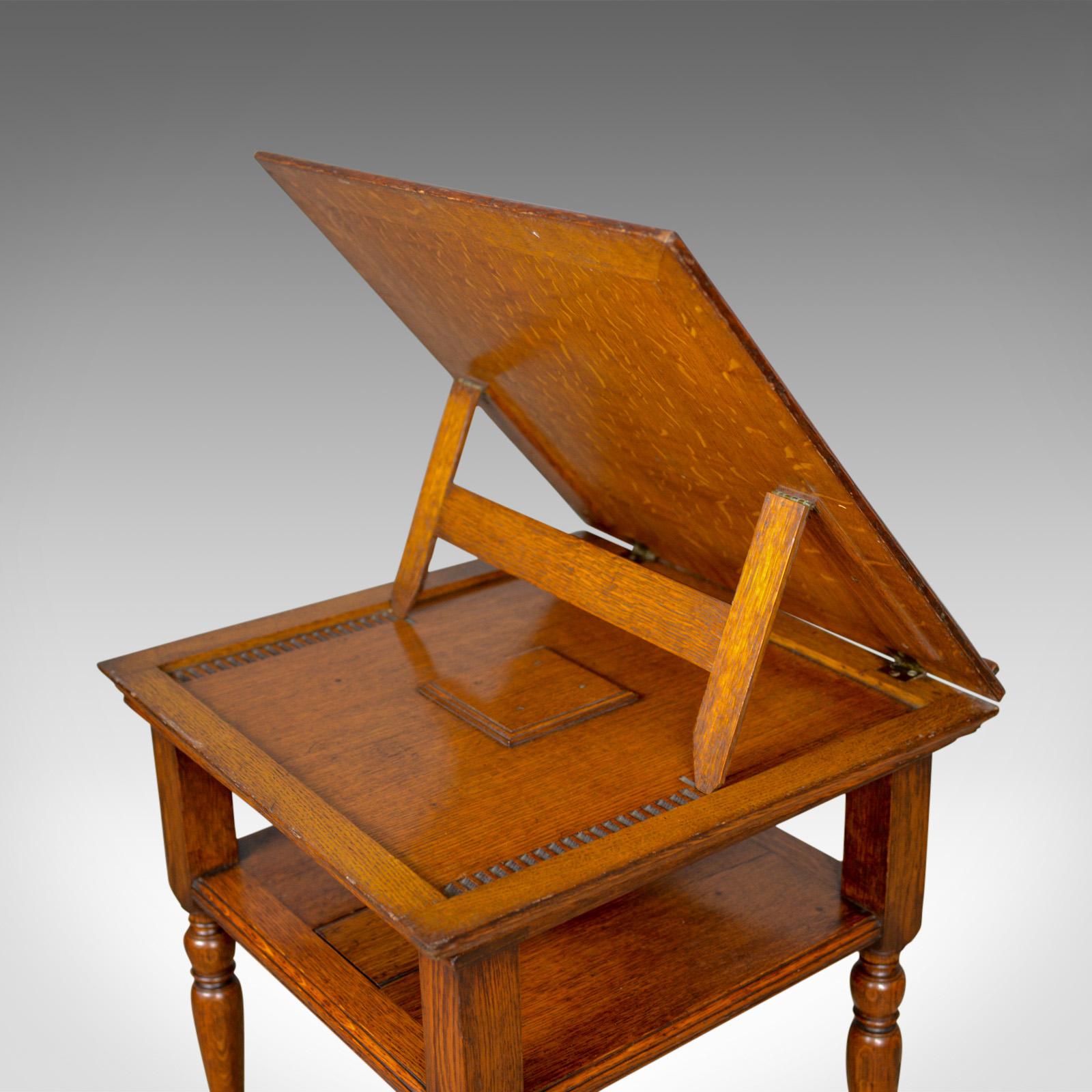 19th Century Antique, Metamorphic, Side Table, Lectern, Oak, Library, Reading, circa 1860