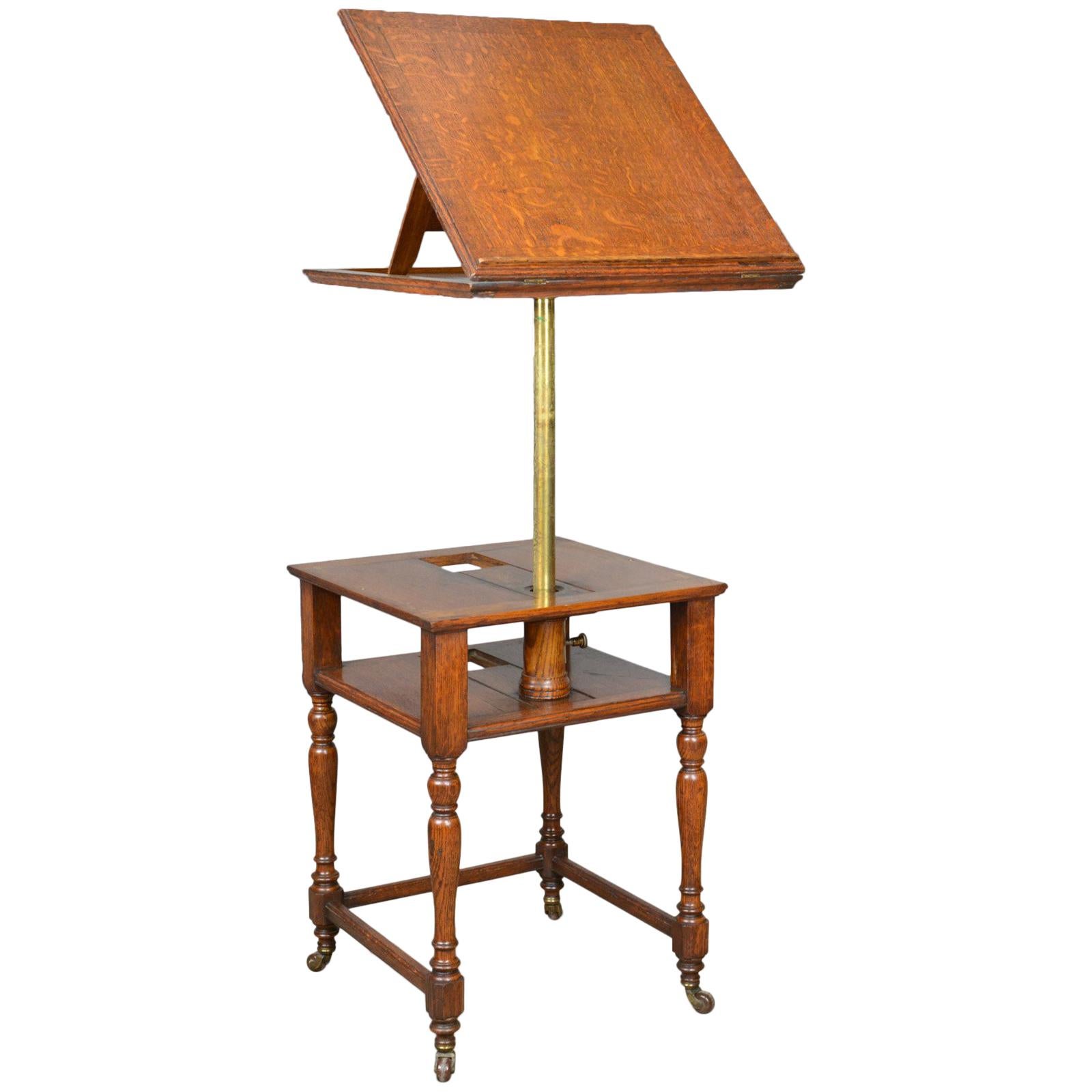 Antique, Metamorphic, Side Table, Lectern, Oak, Library, Reading, circa 1860