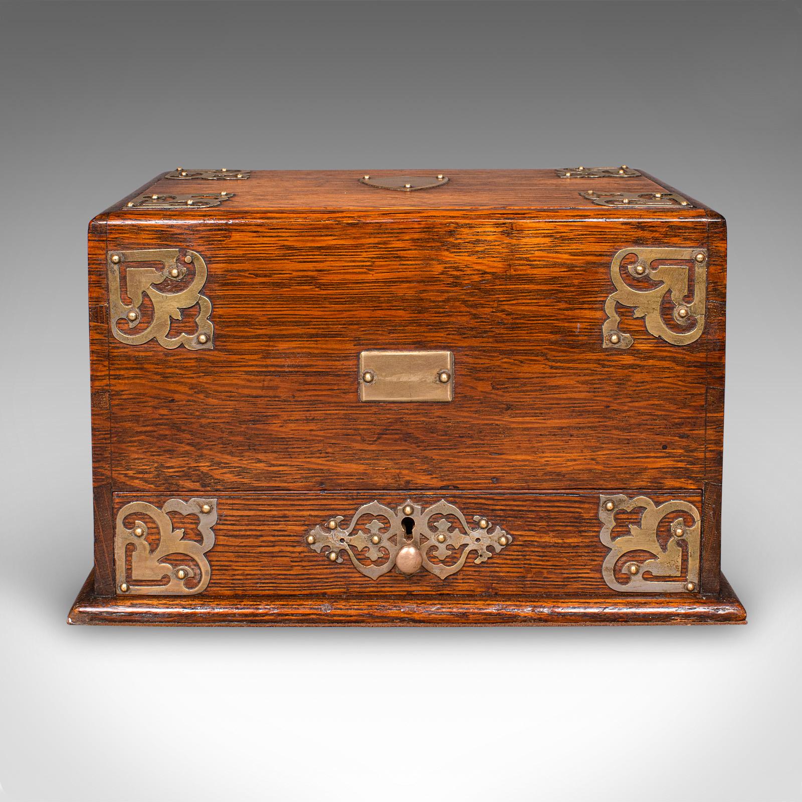 Antique Metamorphic Stationery Case, English Oak Rotating Writing Box, Edwardian In Good Condition For Sale In Hele, Devon, GB