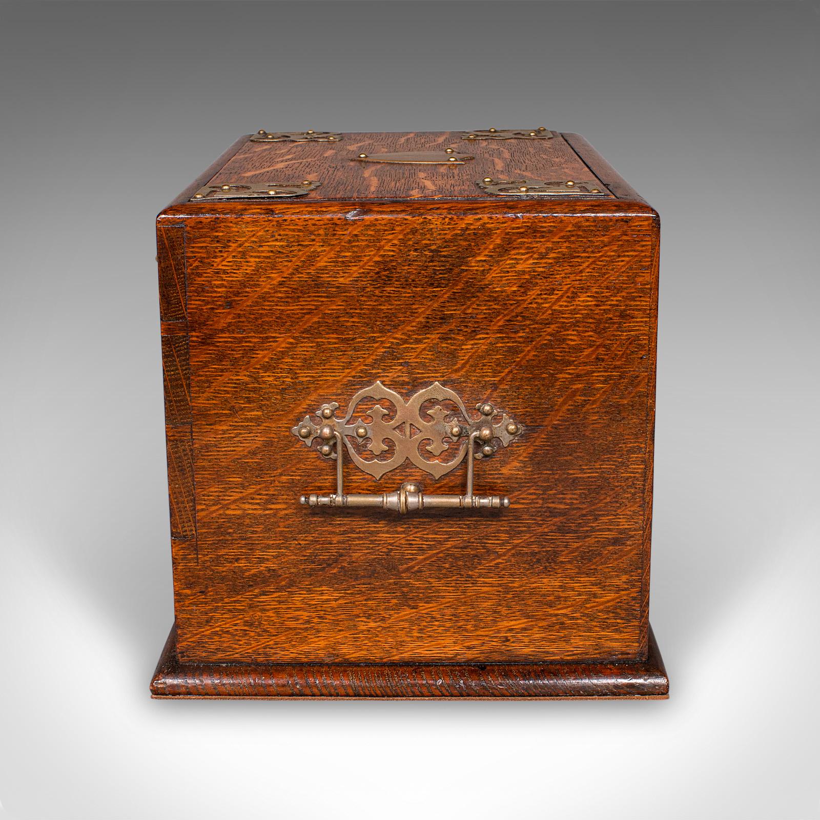 Antique Metamorphic Stationery Case, English Oak Rotating Writing Box, Edwardian For Sale 2